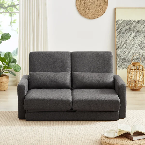 2 seater sofa ソファ 2人掛け 収納付き ファブリック 両側に肘掛け付き 木脚外し可能 ローソファ コンパクト ひとり暮らし カウチソファー