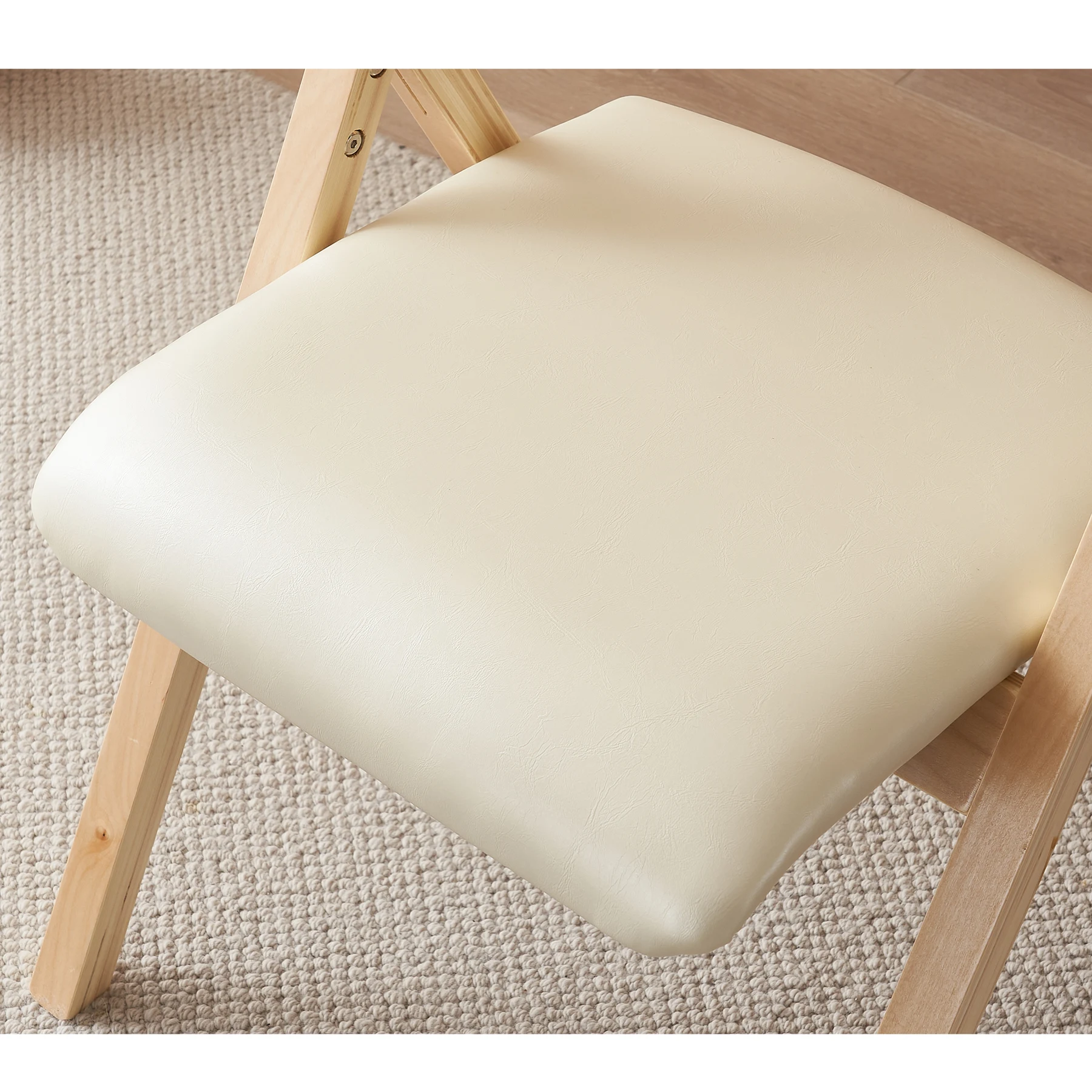 ベージュ ダイニングチェア PU 木製 椅子 完成品 介護チェア イス 折りたたみチェア カバー洗える 7リビング