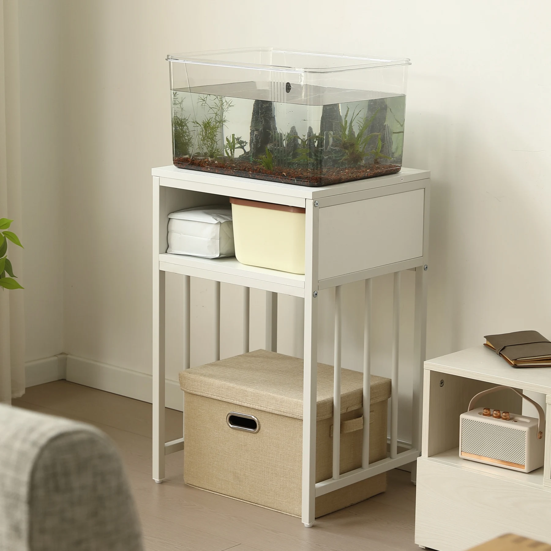 水槽台 水槽スタンド 45cm*40cm 耐荷重100kg 収納棚 二段 幅45cm スチール 頑丈 アジャスター付 水槽 ラック 収納棚 木製 飼う 2段 収納ラック