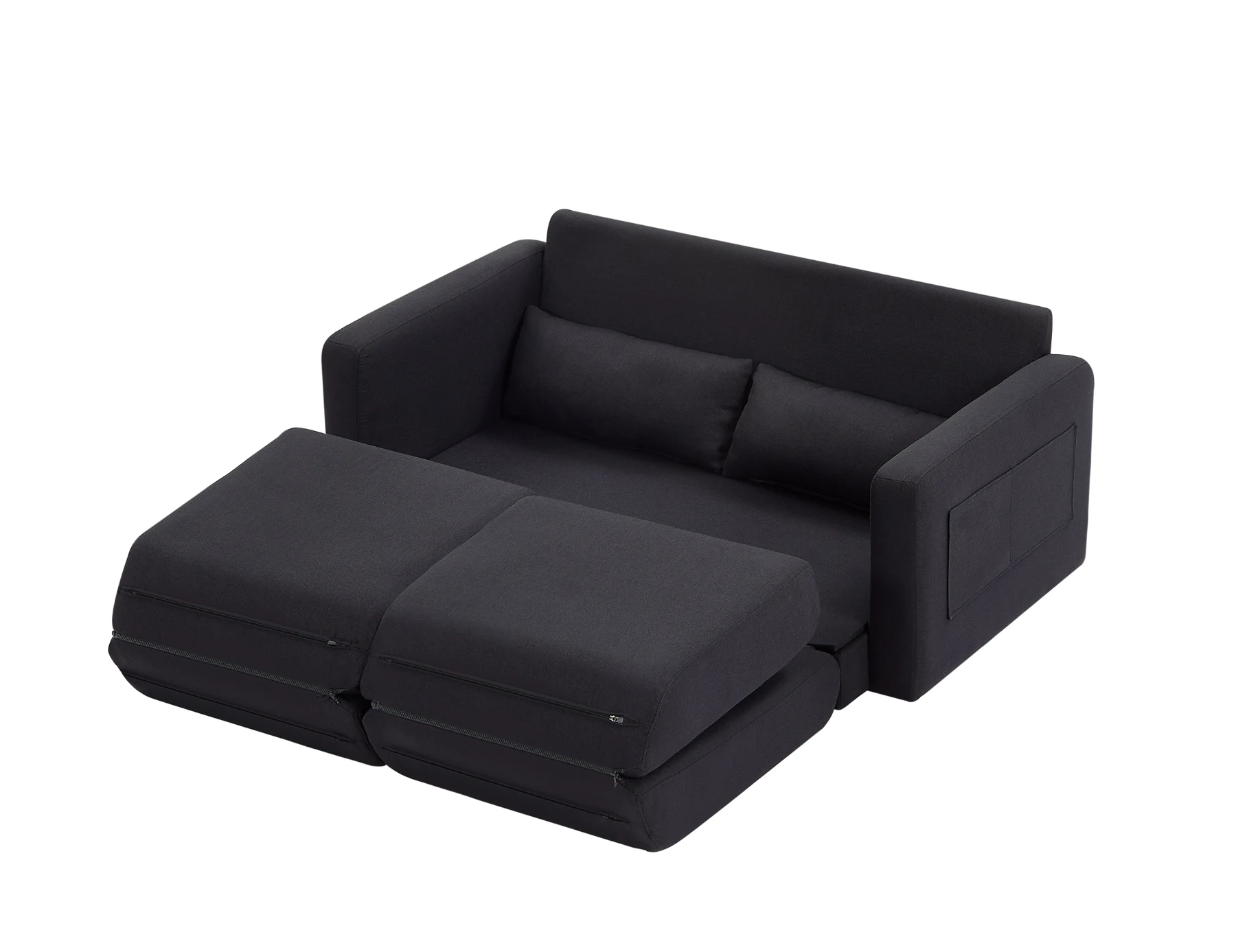 2 seater sofa ソファ 2人掛け 収納付き ファブリック 両側に肘掛け付き 木脚外し可能 ローソファ コンパクト ひとり暮らし カウチソファー