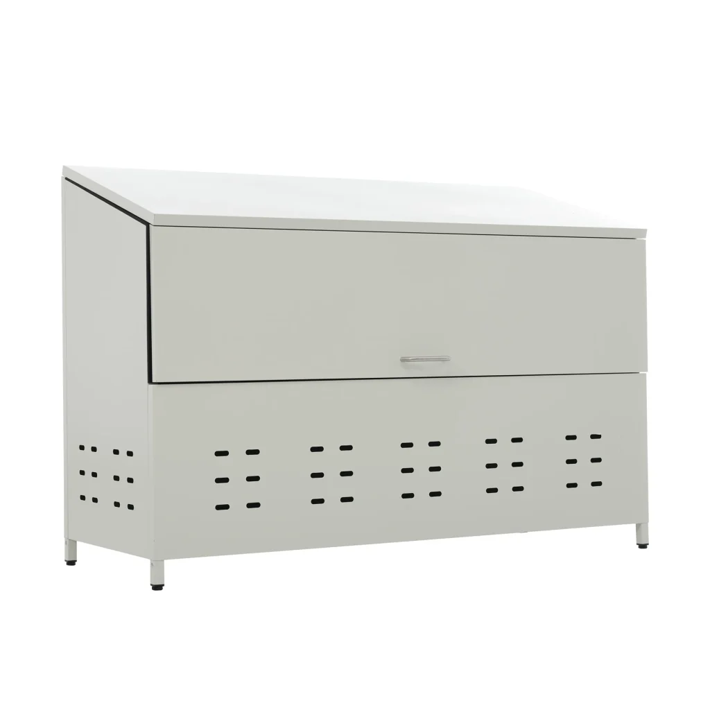 ゴミ箱 屋外 収納庫 大容量 308L 自立できる蓋 通気性抜群 頑丈 大型 安定 簡単組立 ゴミ荒らし防止 カラスよけ 大型 野良猫よけ 大きい ふた付き ゴミステーション ゴミボックス ゴミ収納 ゴミ保管 ゴミ収集 庫 ごみ 箱 カラス対策【ホワイトグレー】