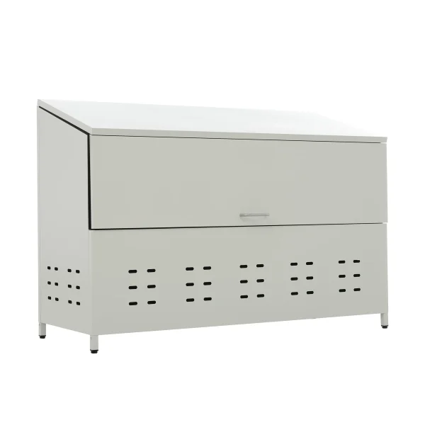 ゴミ箱 屋外 収納庫 大容量 308L 自立できる蓋 通気性抜群 頑丈 大型 安定 簡単組立 ゴミ荒らし防止 カラスよけ 大型 野良猫よけ 大きい ふた付き ゴミステーション ゴミボックス ゴミ収納 ゴミ保管 ゴミ収集 庫 ごみ 箱 カラス対策【ホワイトグレー】