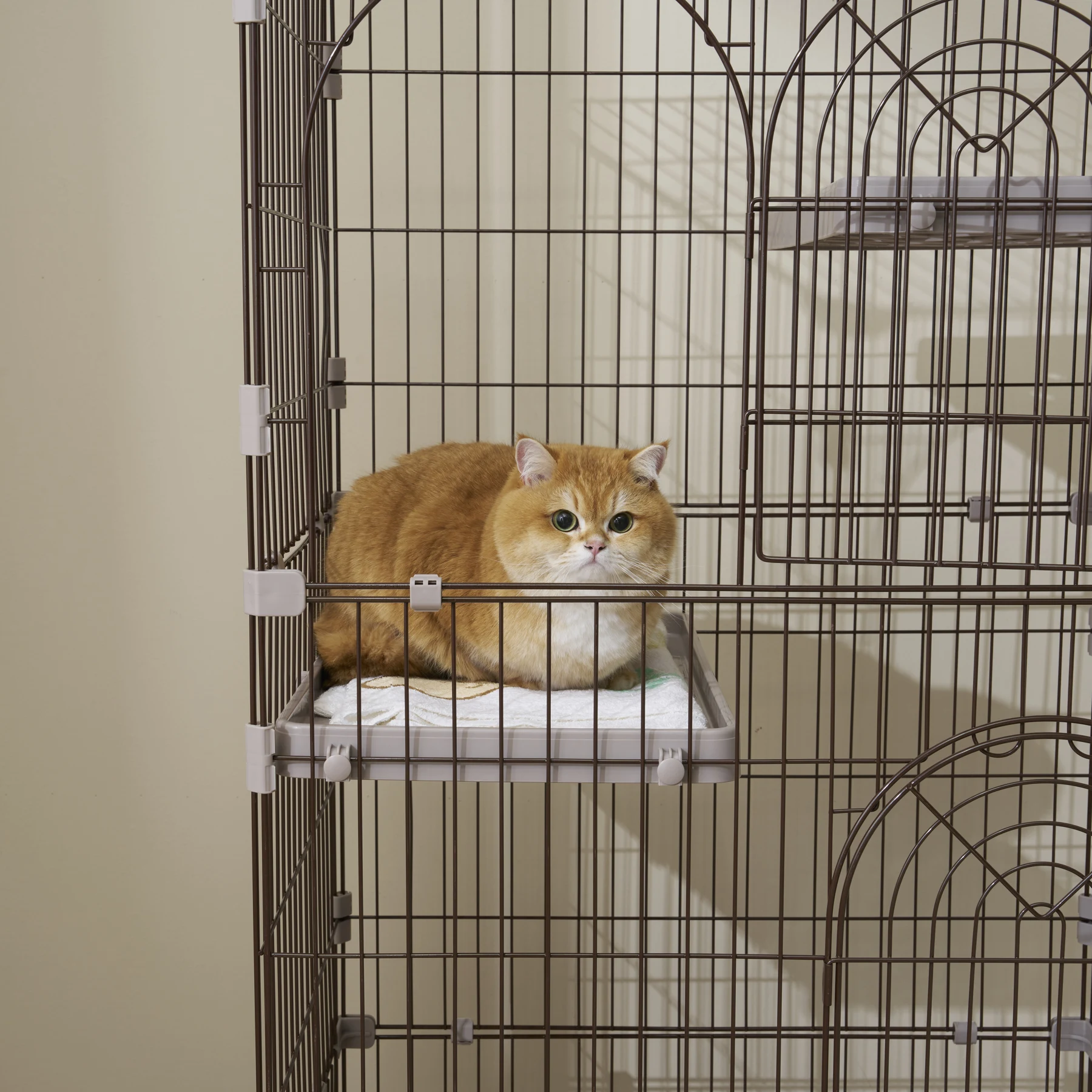おしゃれ 猫 ケージ キャットケージ 3段 猫ゲージ おしゃれ キャットハウス ネコ ハウス 多段 留守番 保護 脱走防止 多頭飼いペットケージ【ブラワン】【M サイズ】