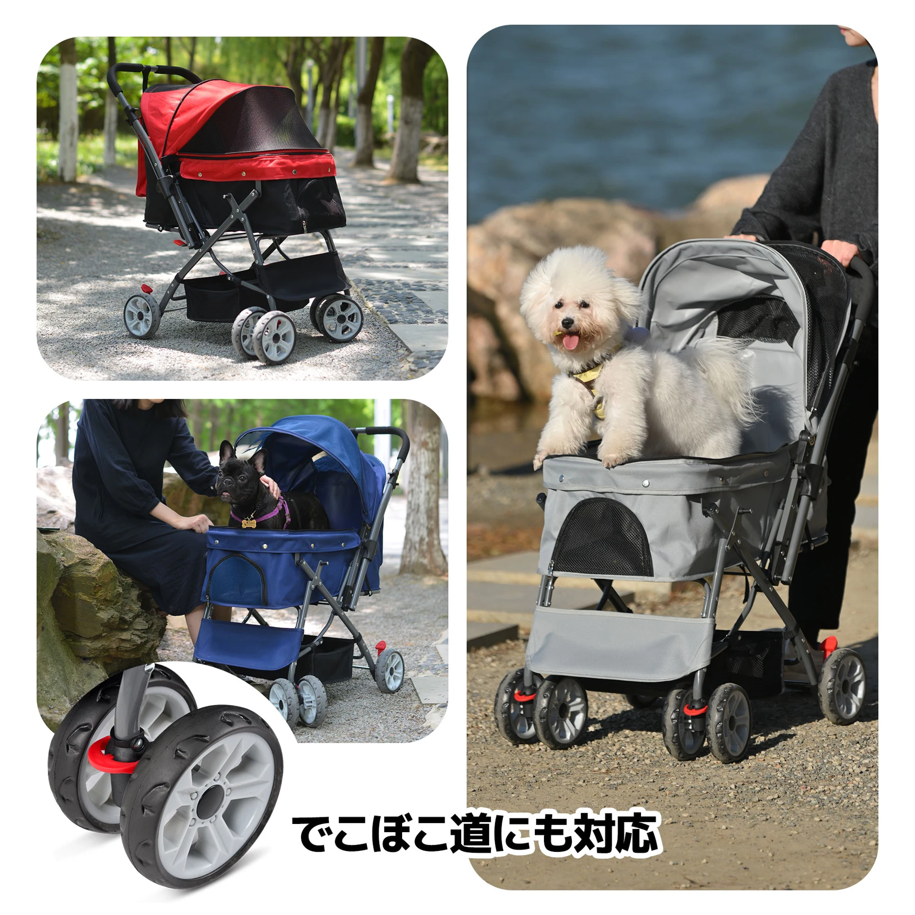 ペットカート 対面式 折りたたみ 多頭 中型犬 小型犬 猫 2way 軽量 組立簡単 工具不要 介護用 ドッグカート ペットバギー 犬 猫 動物 ペット用品 【ベージュ】