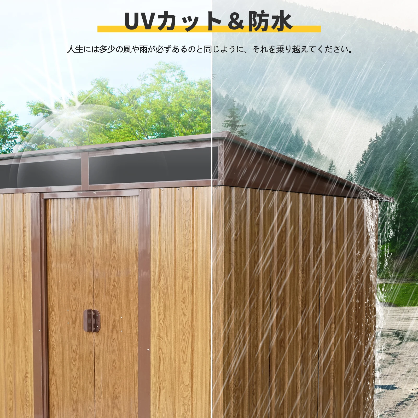 物置 屋外 戸外収納庫 スチール 幅195*奥行き150*高180 引き戸両開きタイプ 換気口付き 防さび ベランダ 防水 ガーデニング 庭