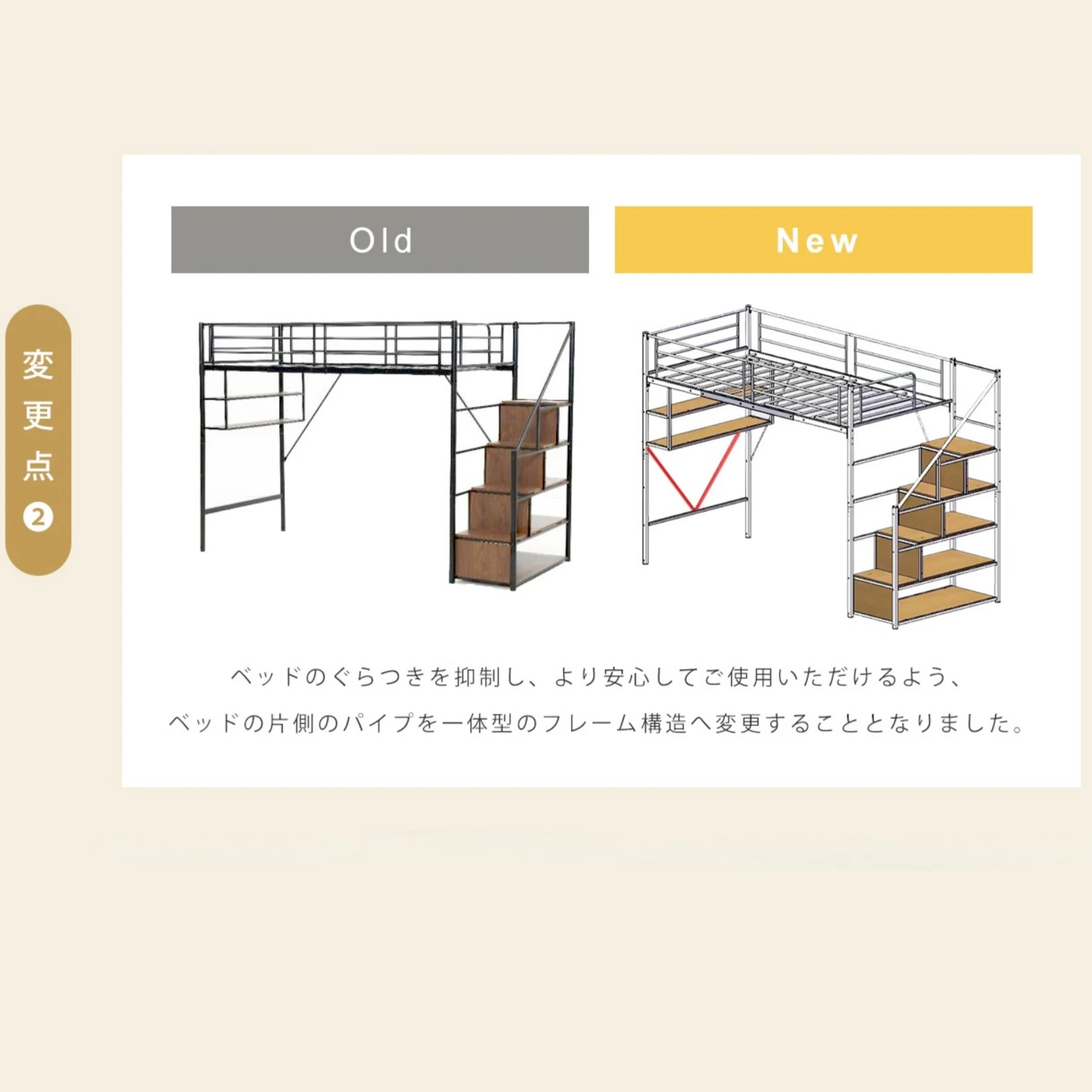 ホワイト ロフトベッド 片側手すり付き 収納付き パイプベッド シングルベッド 木 北欧風 子供部屋 スチール 耐震 ベッド