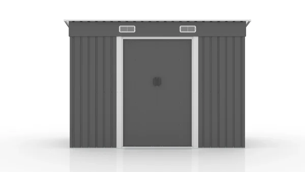 【TYPE C グレー】物置 屋外 大型 倉庫 大型物置 戸外収納庫 物置 防水/耐侯 収納可能 ガーデン/庭/田畑/農場 頑丈 大容量 スチール　引き戸　補強フレーム付き 換気口付き 床なし