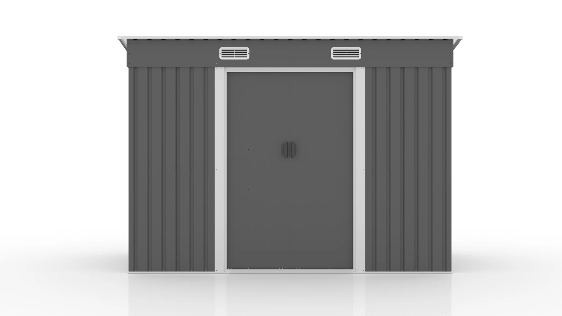 【TYPE C グレー】物置 屋外 大型 倉庫 大型物置 戸外収納庫 物置 防水/耐侯 収納可能 ガーデン/庭/田畑/農場 頑丈 大容量 スチール 引き戸 補強フレーム付き 換気口付き 床なし