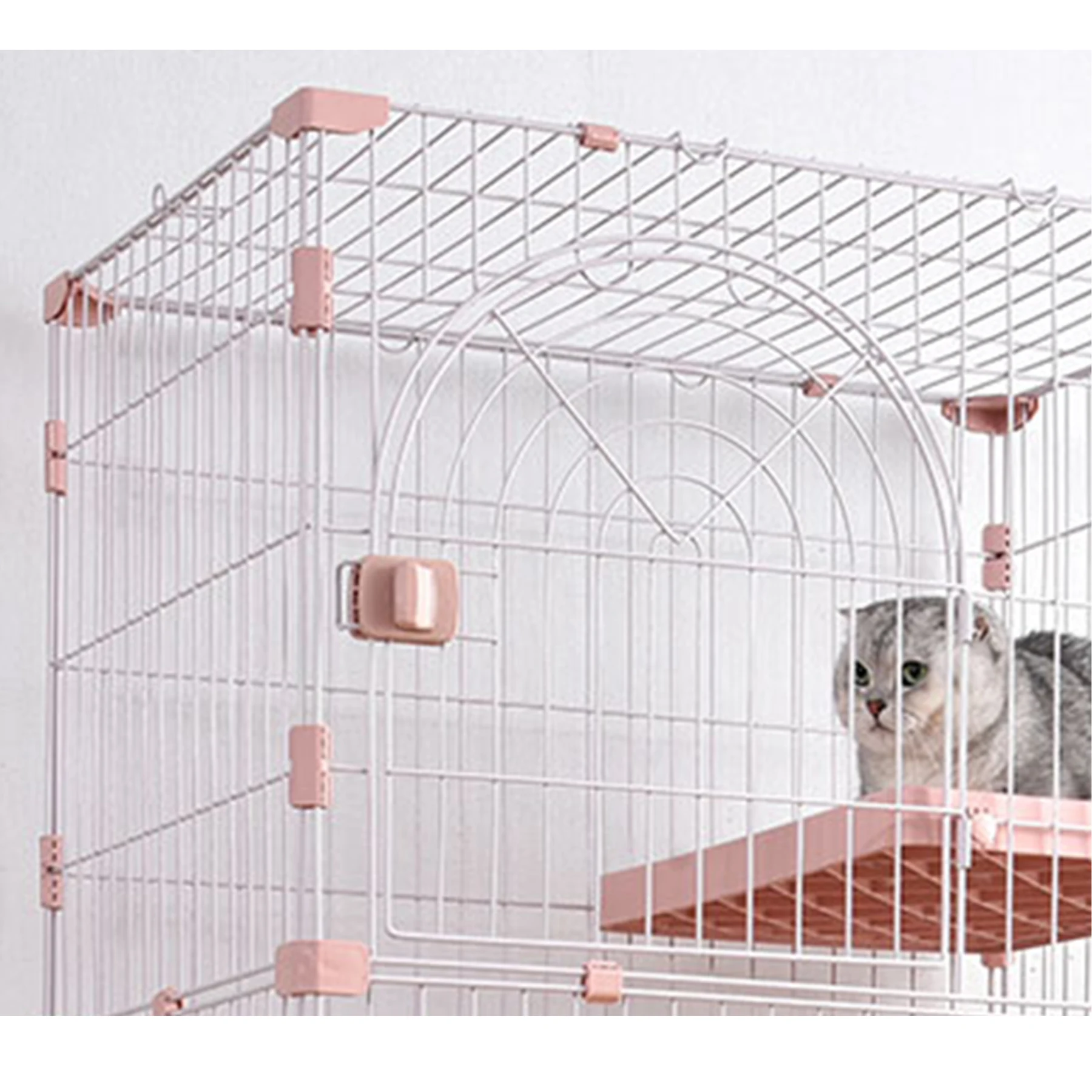 おしゃれ 猫 ケージ キャットケージ 3段 猫ゲージ おしゃれ キャットハウス ネコ ハウス 多段 留守番 保護 脱走防止 多頭飼いペットケージ【ピンク】