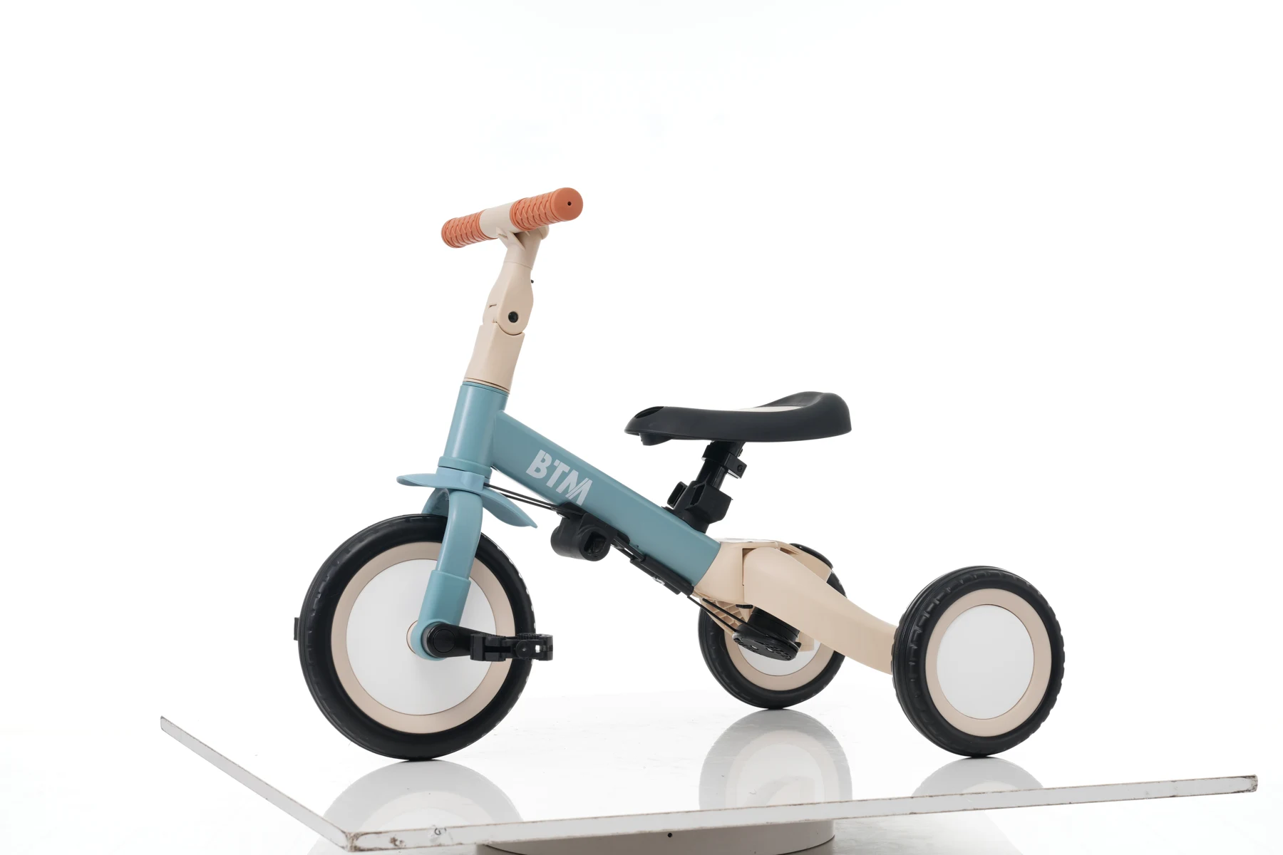 【ブルー】子供用三輪車 5in1 自転車 オリジナル 押し棒付き 安全バー付き サンシェード付き