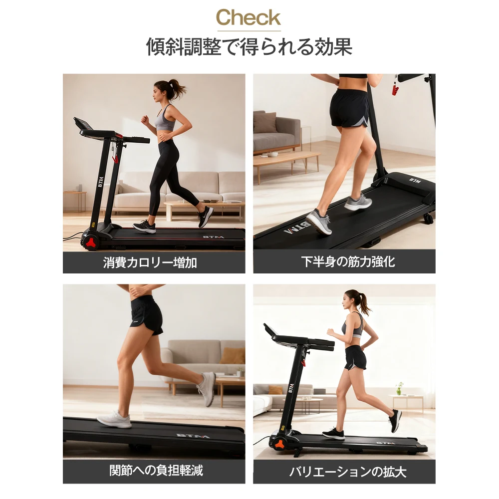 電動ランニングマシン ルームランナー MAX14km/h フィットネスマシーン 心拍数計測 ダイエット器具 有酸素運動 静音 折りたたみ 薄型 傾斜角度2段調節 家庭用 トレッドミル エクササイズ