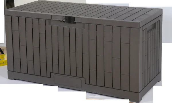 【グレー 380L 58*123*63cm】戸外収納庫 レンガ調　収納ボックス 置き配 ゴミ箱 小型 屋外 ストッカー 防水/耐侯 収納可能 ガーデン/庭/ベランダ 頑丈