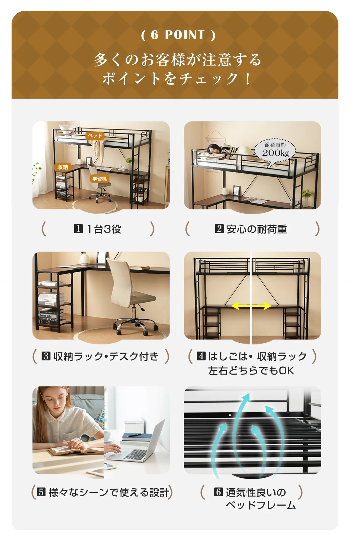 ロフトベッド パイプベッド シングル デスク付き 収納棚 ハシゴ付き 左右入れ替え可能 ロフトベッド 収納 大人 一人暮らし 子供ベッド 北欧風 二段ベッド 子供部屋 スチール 耐震 パイプ