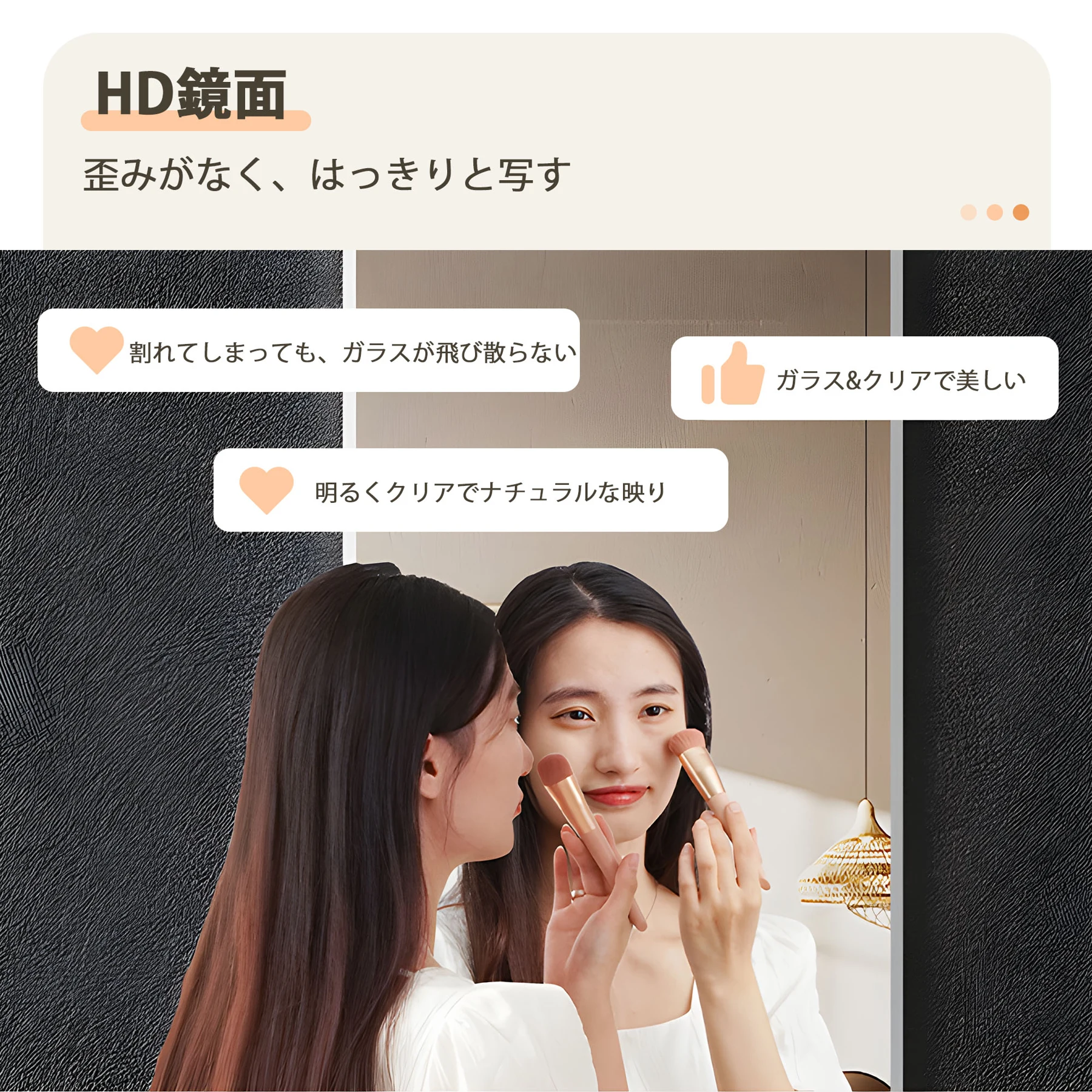全身鏡 姿見鏡 スタンドミラー 強化ガラス アルミ 直角 壁掛けミラー 立てかけ 姿見 鏡 ミラー おしゃれ 大型 飛散防止 160*50CM ブラック