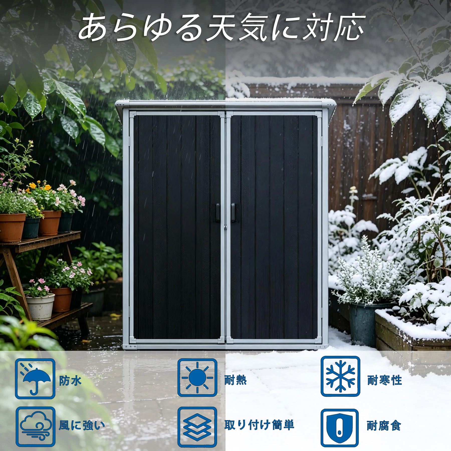 物置 屋外 樹脂製 大型 戸外収納庫 幅154*奥行き96*高174 窓付き 床板付き 頑丈 大容量 サビ防止 防水 ガーデニング 庭