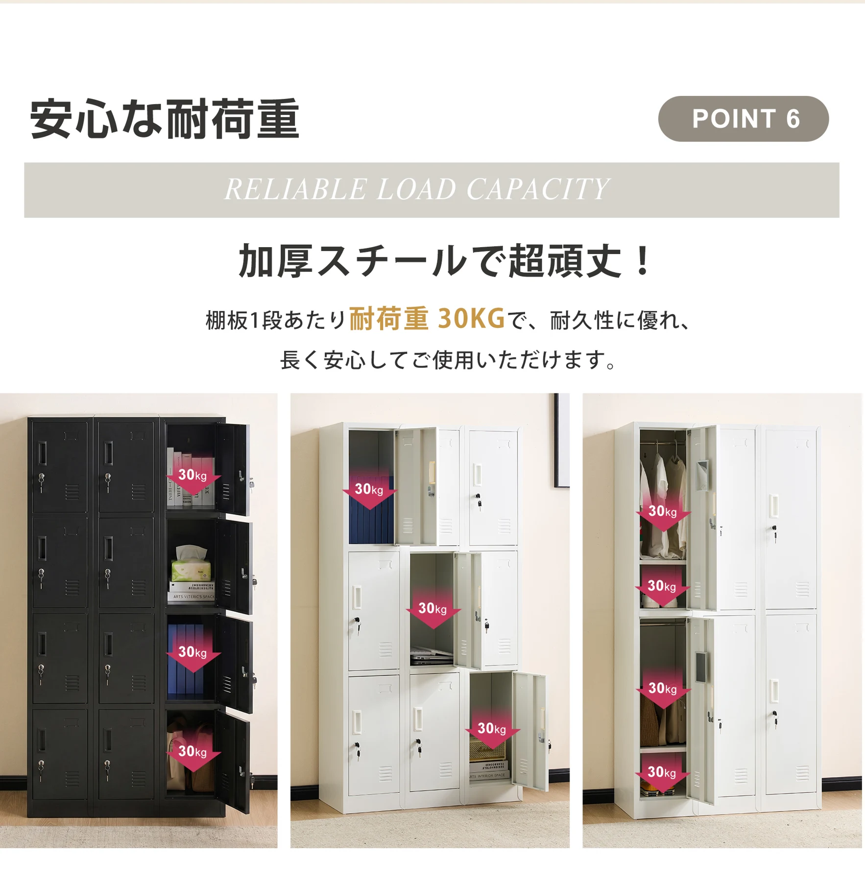 ロッカー おしゃれ スチールロッカー 9人用 ホワイト 鍵付き スペアキー付 スチール製 収納 オフィス 事務所 会社 業務用 スリム かぎ付き 更衣ロッカー オフィスロッカー キャビネット オフィス用品 白