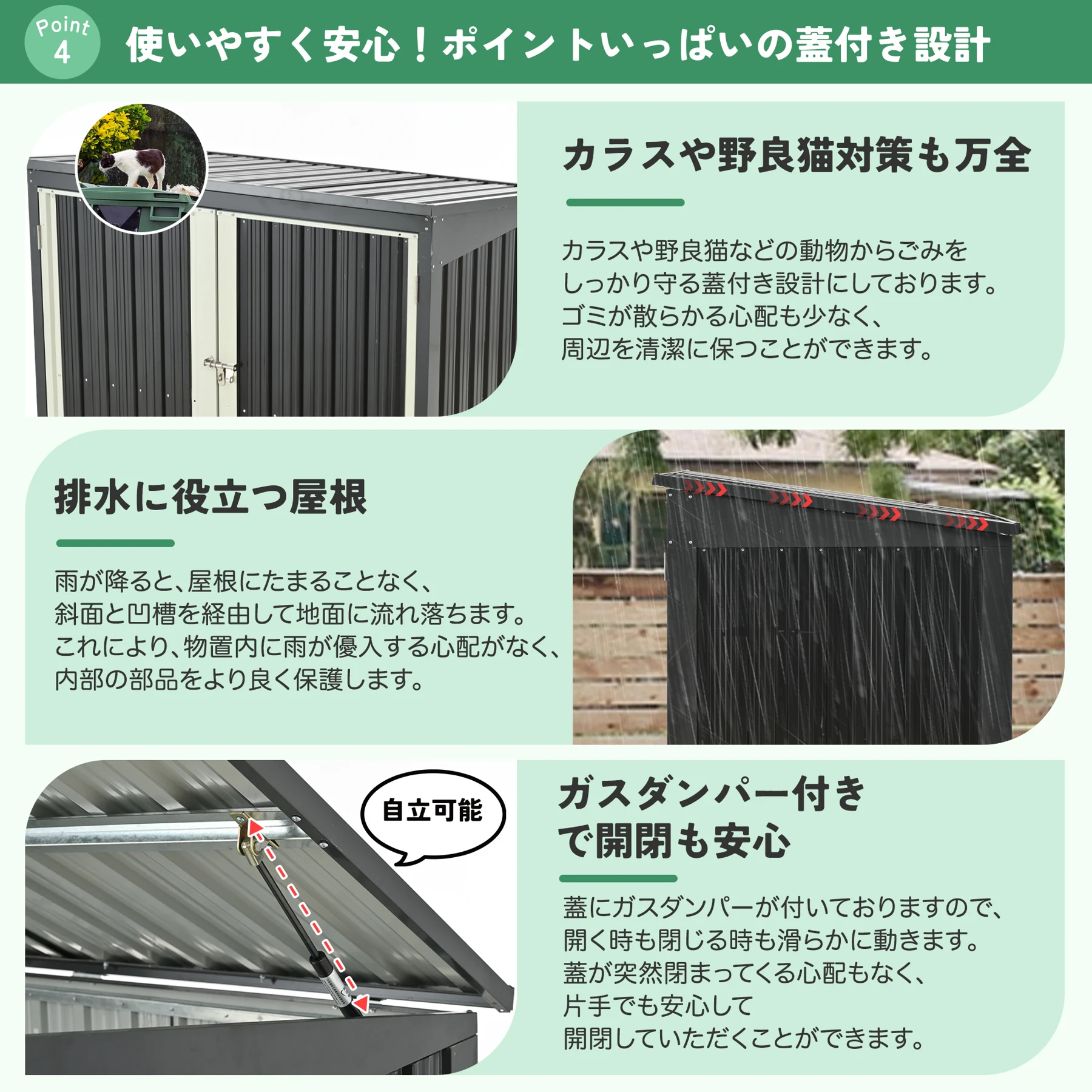 ゴミ収納庫 物置き ゴミストッカー 大容量 L158xW96xH134cm 物置 屋外 スチール 施錠可能 戸外収納庫 大型 収納庫 屋外物置 防さび 防水 ドア スチール物置 屋外収納 ガーデニング 庭 倉庫 DIY 頑丈 新作【 ブラック】