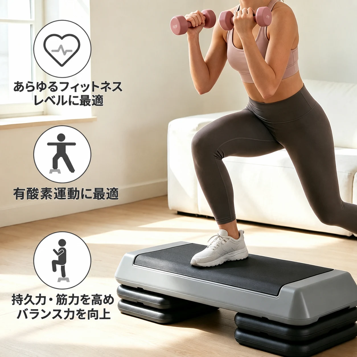 エアロビックステッパー 高さ 3 段階調整可能 踏み台昇降 ステップ台 76×35cm 初心者/中級者/上級者対応 ホームジム ジム用 フィットネス エクササイズ エアロビクス カーディオ ヨガ トレーニング (grey)