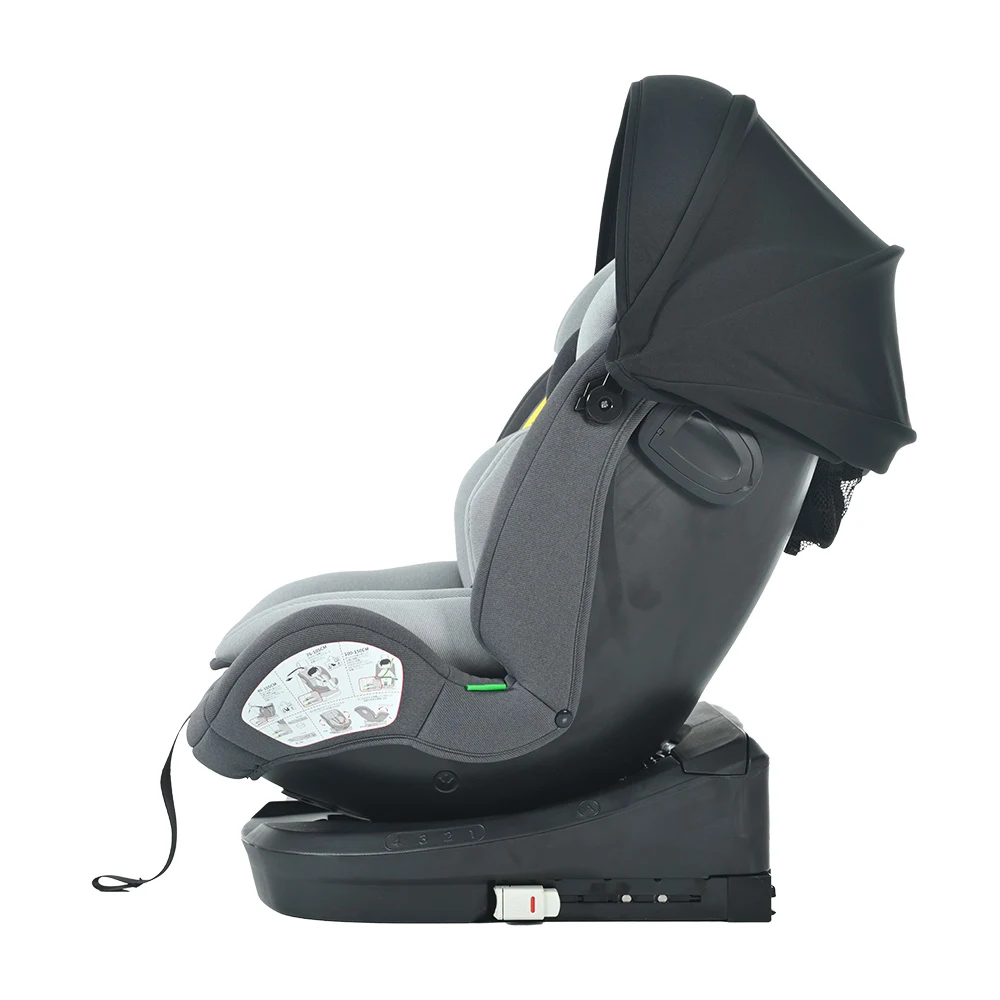 【ドリンクホルダー追加】【トップテザー】チャイルドシート 新生児 ISOFIX 0歳~12歳 360度回転式 40~150cm ジュニアシート 調節可能 洗える 超広いキャノピー付き ベビーシート 出産祝い 車【ダークグレー+ライトグレー】