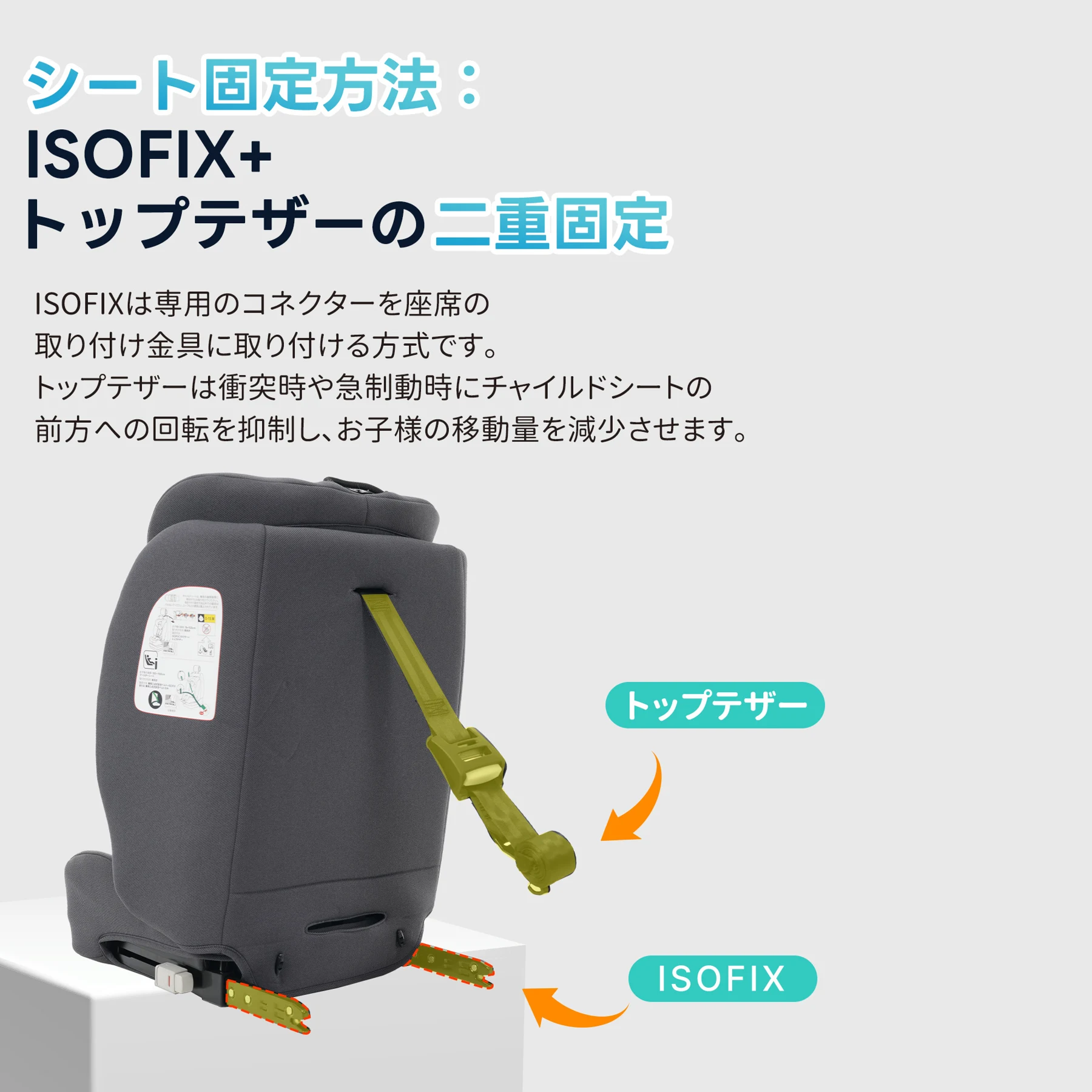 【背もたれ角度調整】チャイルドシート 折り畳み可能 ISOFIX 15か月-12歳 76~150cm 洗える 取付簡単 ジュニアシート ベビーシート キッズシート ジュニア 幼児/学童用 帰省 キッズ 孫 プレゼント 出産祝い 車【ダークグレー】