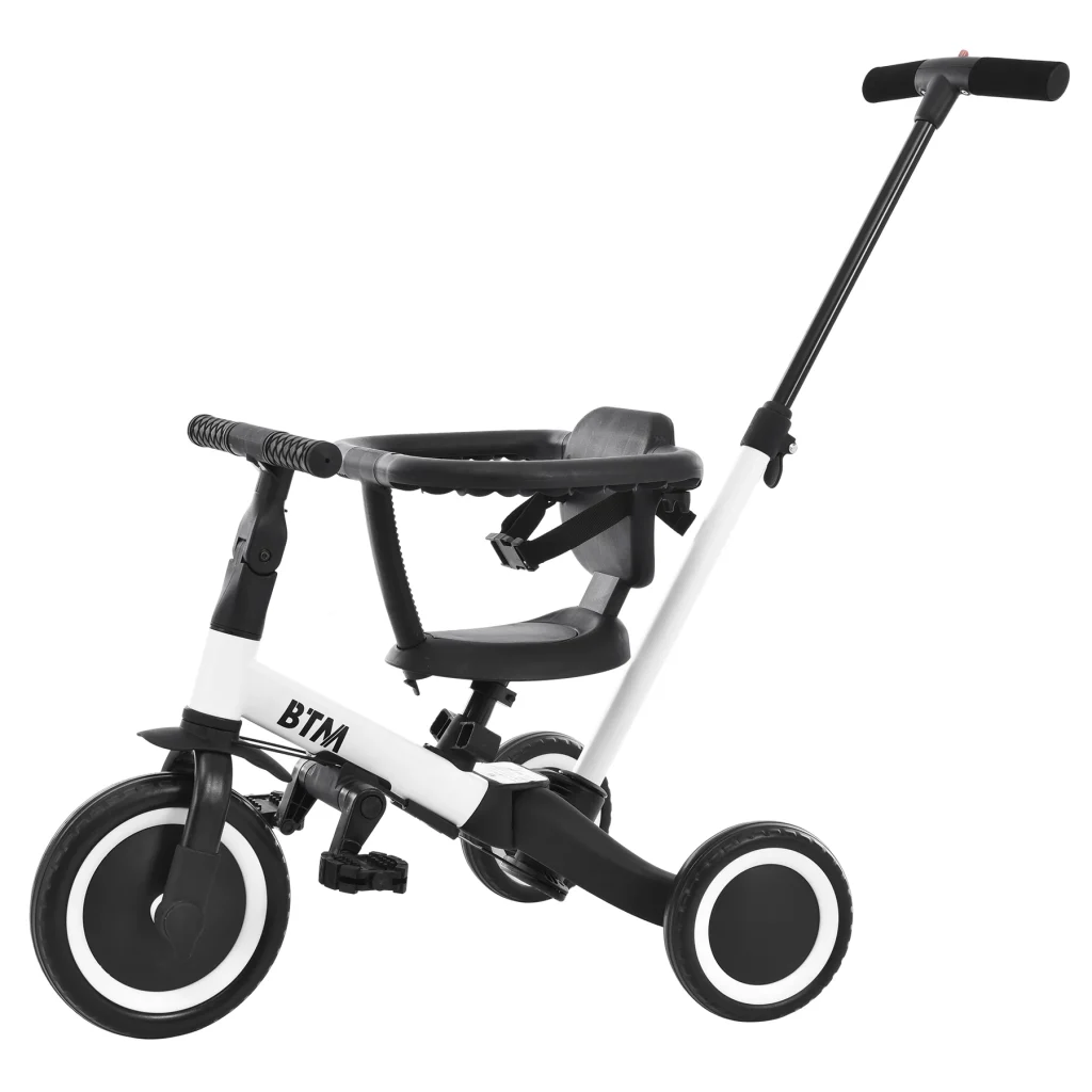 子供用三輪車 5in1（ホワイト） 自転車 オリジナル 押し棒付き 安全バー付き キックボード