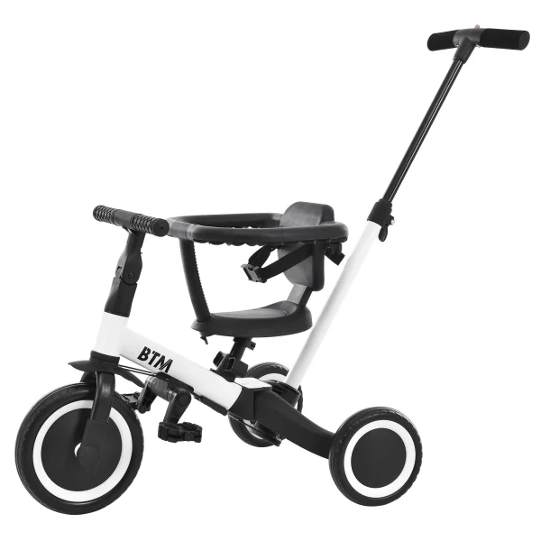 子供用三輪車 5in1(ホワイト) 自転車 オリジナル 押し棒付き 安全バー付き キックボード