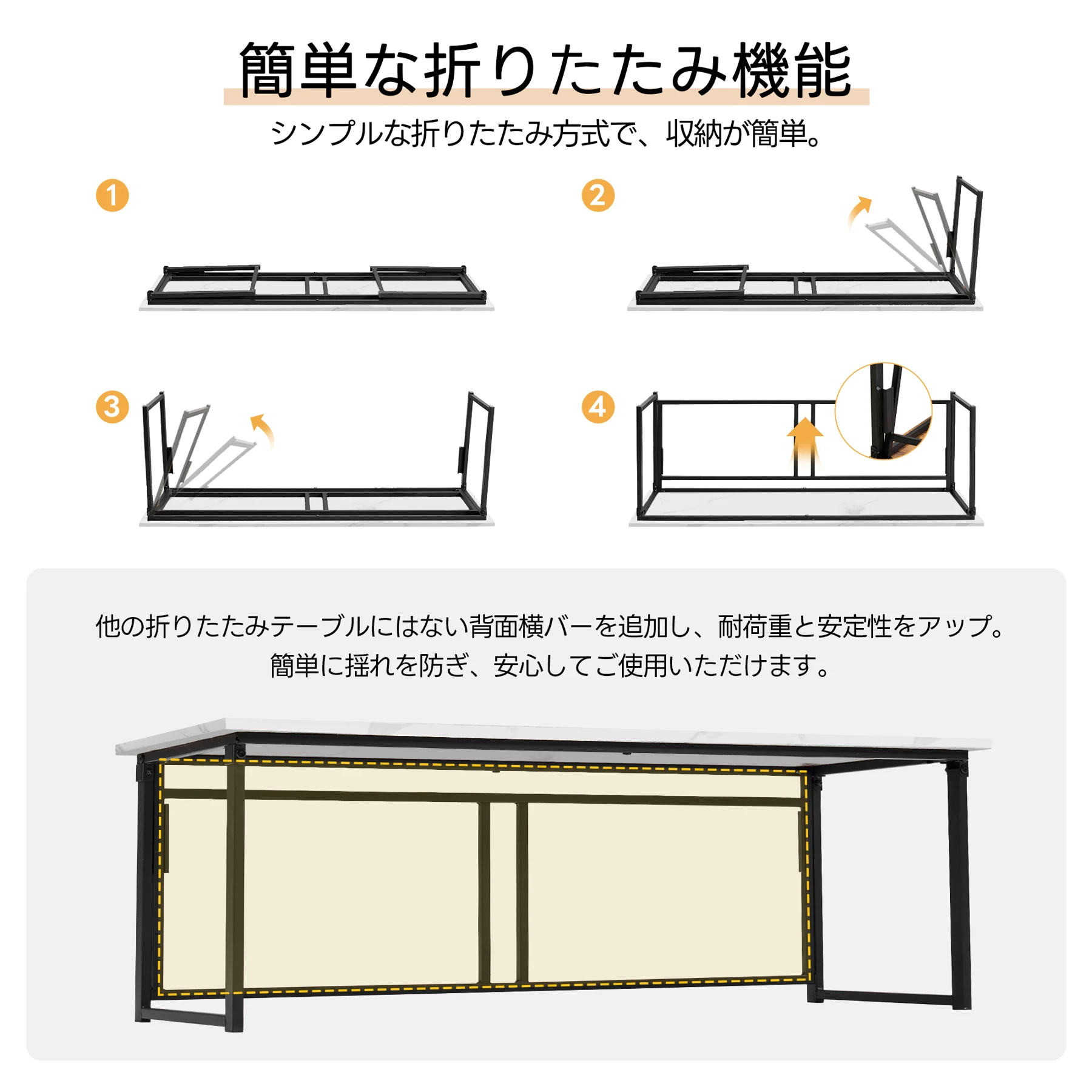 【幅120cm】パソコンデスク シンプルワークデスク ゲーミングテーブル 高さ40㎝ PCデスク 学習机 勉強机 折りたたみ 完成品 木製 しっかりした構造 おしゃれ ダイニング 書斎 組立不要