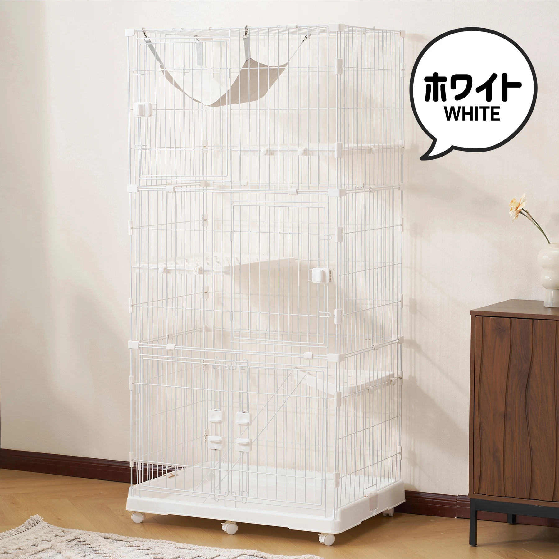 【2025年新仕様】猫 ケージ 収納型 キャットケージ 3段 1段2段可能 キャスター付 キャットハウス 【ブラウン】