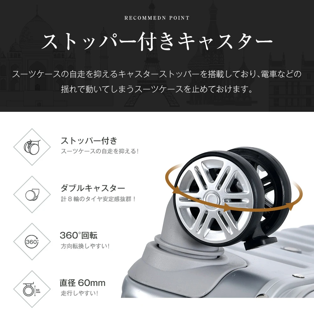 スーツケース Sサイズ 機内持ち込み アルミ ストッパー付き USBポート カップホルダー キャリーケース キャリーバッグ アルミフレーム 2日~3日 大容量 超軽量 軽い おしゃれ かわいいダブルキャスター小型 suitcase