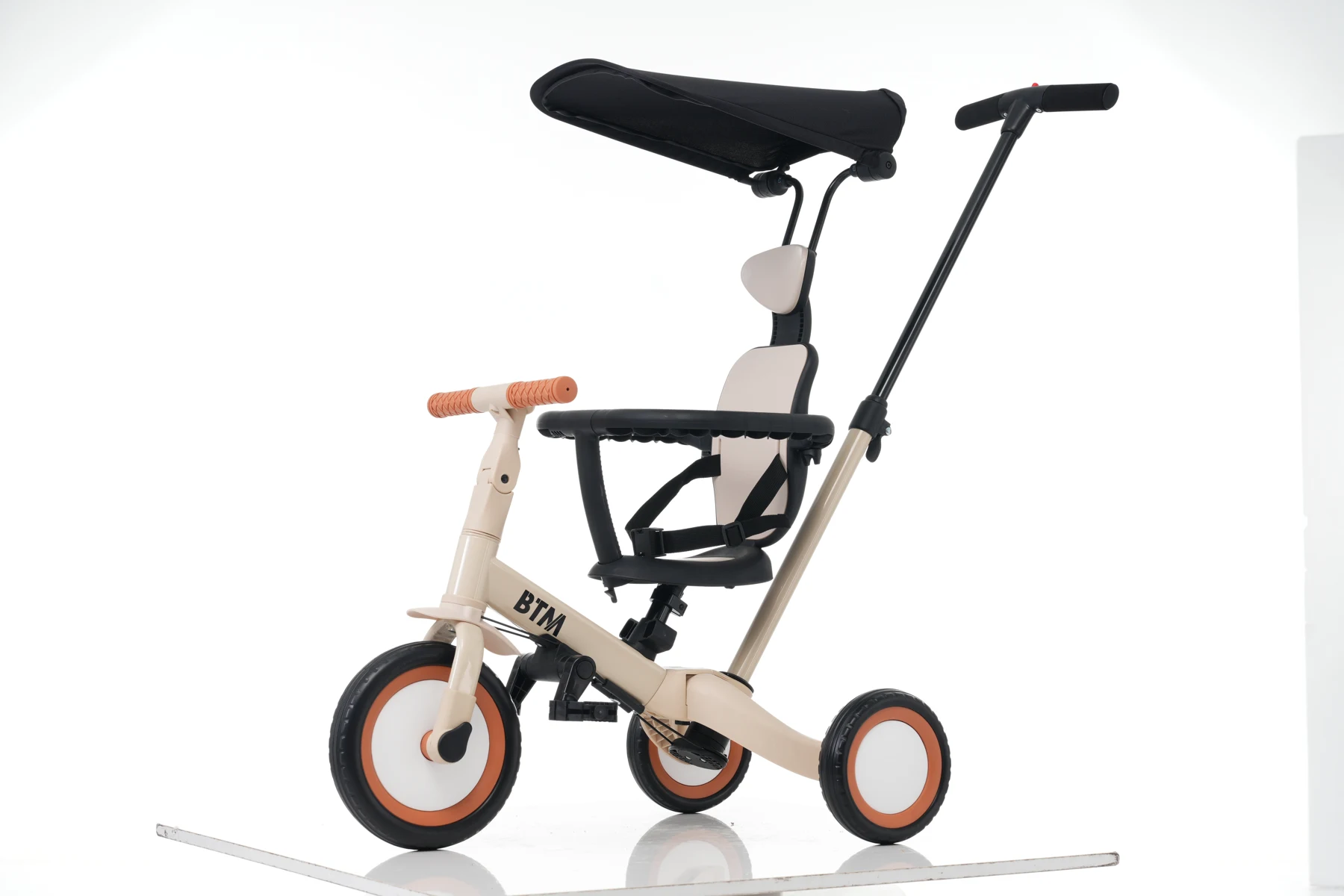 【ブルー】子供用三輪車 5in1 自転車 オリジナル 押し棒付き 安全バー付き サンシェード付き