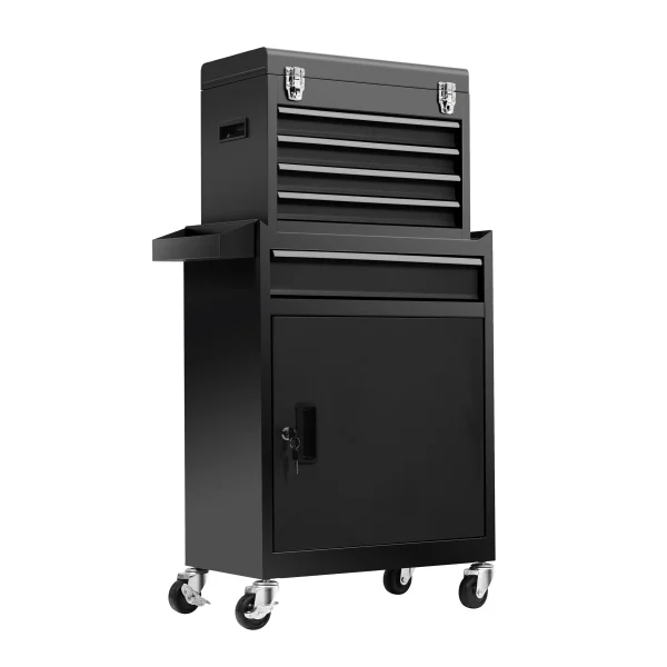 ツールキャビネット 2in1 ツールワゴン ツールカート工具カート ロールキャビネット スチール ローラーキャビネット ハンドル DIY 引き出し 鍵付き キャスター付き ロック付き 新作【ブラック】