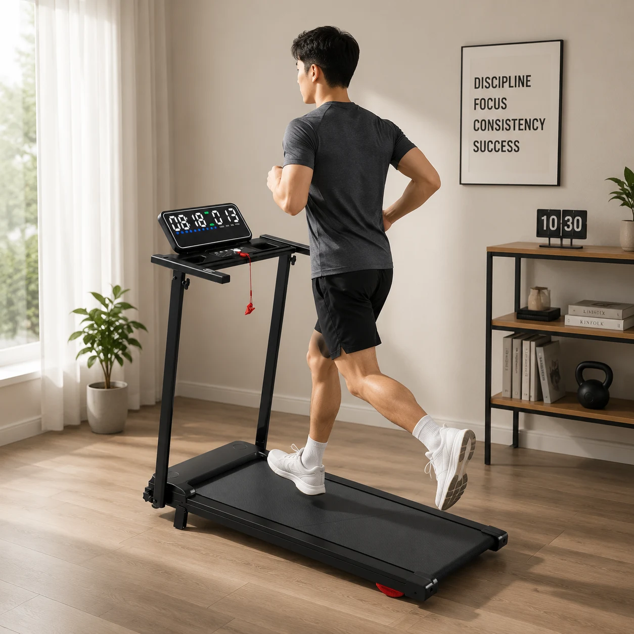 ルームランナー 電動ランニングマシン 1〜10km/h 傾斜6度 折りたたみ 大型LEDディスプレイ スピーカー搭載 キャスター付き 12種類プログラム 心拍数計測機能付き 付属リモコン 耐荷重130kg 省スペース 男女兼用 家庭用 ウォーキングマシン フィットネスマシン トレッドミル