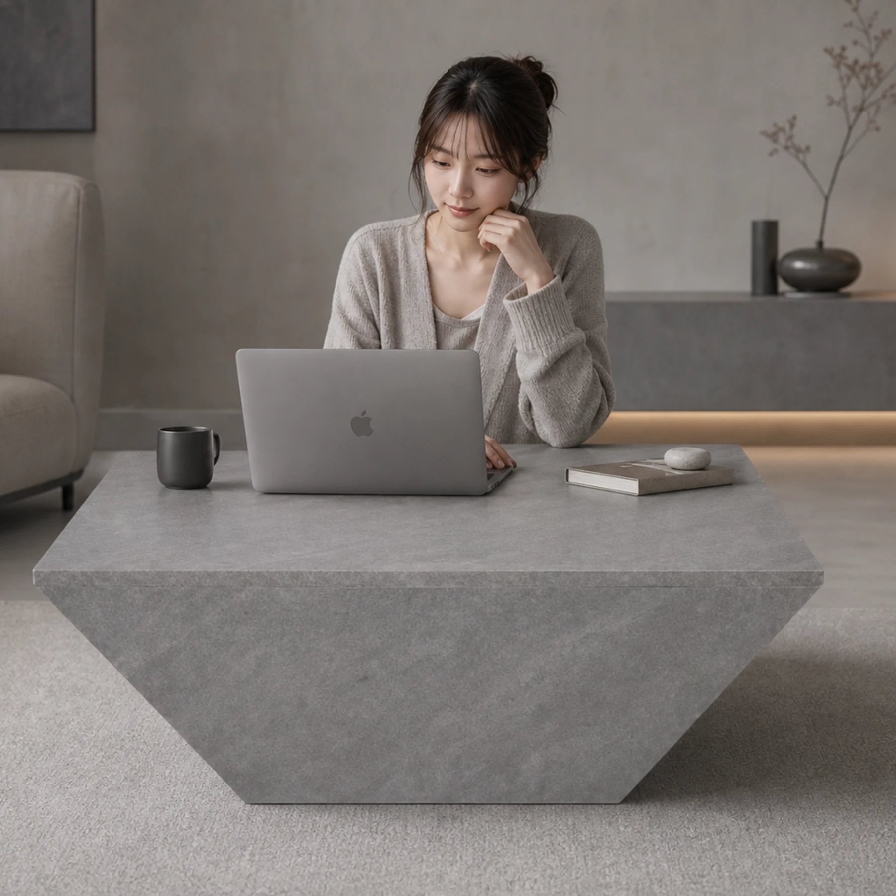 センターテーブル リビングテーブル 台形 逆台形 テーブル ローテーブル 大き目 デスク 作業台 家具 角型 応接テーブル 木製 テーブル 高級感 幾何学デザイン おしゃれ リビング コンパクト 木目調 食事 仕事 PC 在宅 リモート ワーク