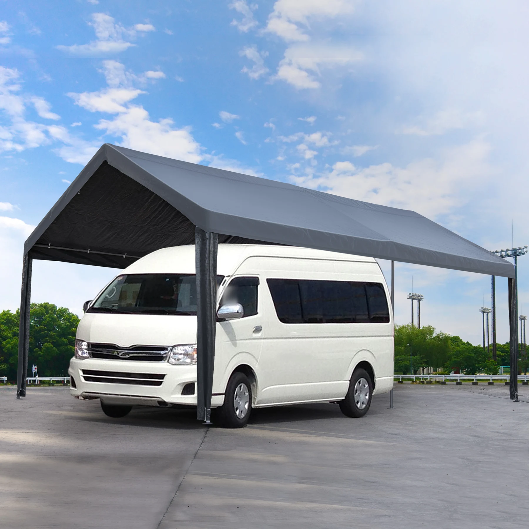 【UPF50+UVカット&防雨】テント 車庫テント ガレージテント 車庫 お祭り 倉庫 奥3.6m×幅6m×高さ2.9m ガレージテント カーポート 軽自動車用 大型 車 駐車 スチール製 頑丈 仮設倉庫 タープテント【ブラック】