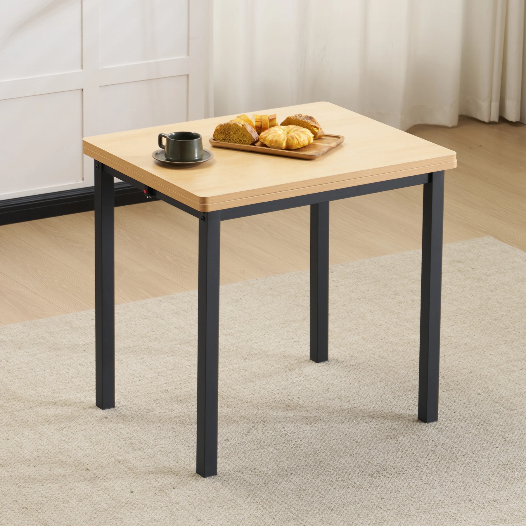 【テーブル単品】ダイニングテーブル 天板が広げる 幅75-120cm 昇長式テーブル 作業用 デスク テーブル センターテーブル リビングテーブル コンパクト 多用途 収納便利 組立て簡単 コンパクト 木目調