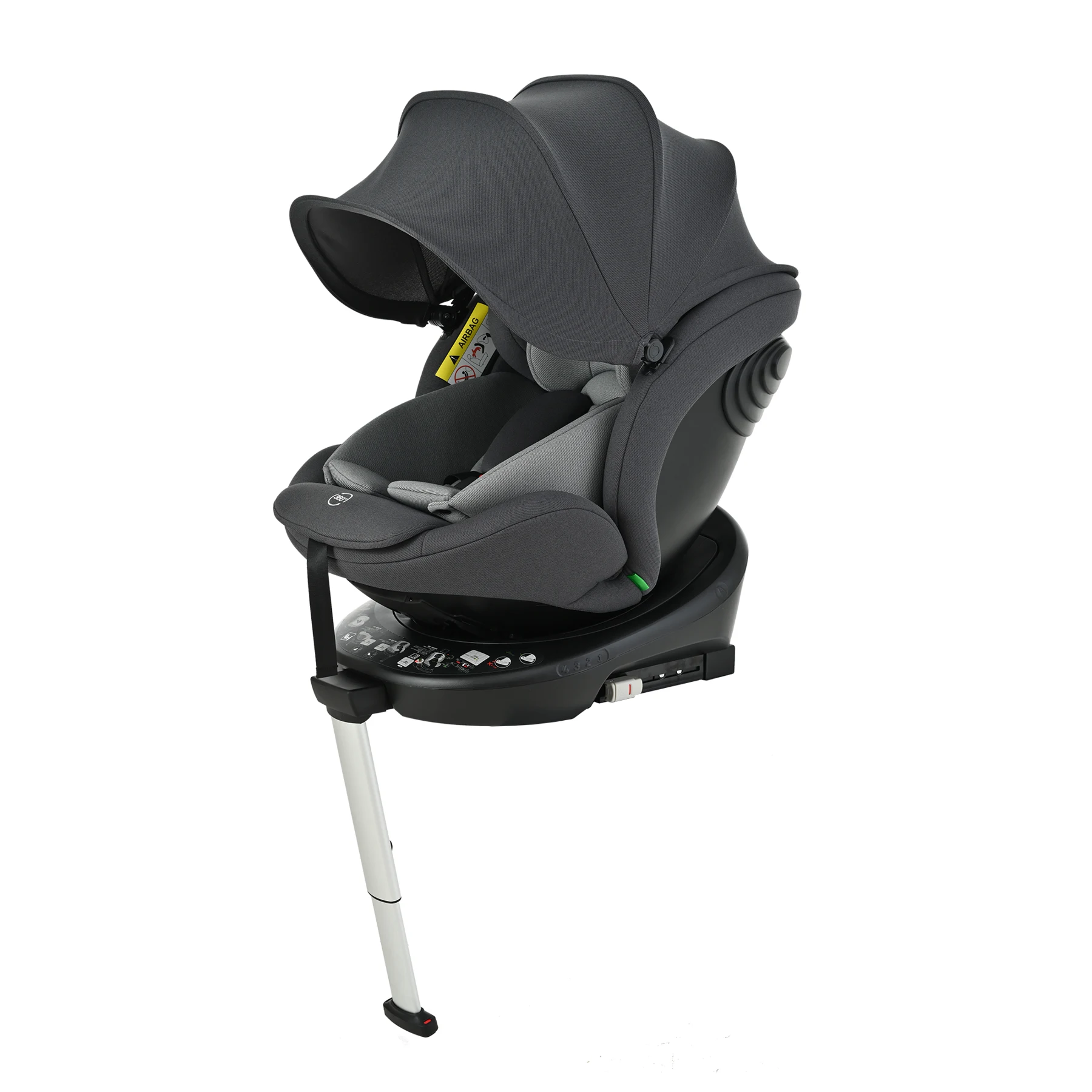 【サポートレッグ】新安全基準R129適合 チャイルドシート ISOFIX 360度回転 0-12歳頃 40~150cm 超広いサンシェード ジュニアシート 長く使える 洗える 取付簡単 キッズシート ベビーシート 出産祝い【ダークグレー+グレー】