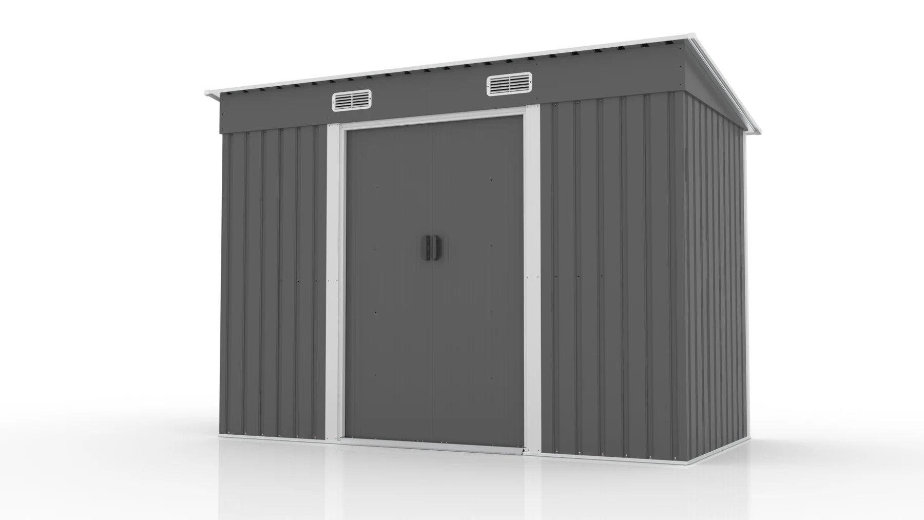 【TYPE C グレー】物置 屋外 大型 倉庫 大型物置 戸外収納庫 物置 防水/耐侯 収納可能 ガーデン/庭/田畑/農場 頑丈 大容量 スチール 引き戸 補強フレーム付き 換気口付き 床なし