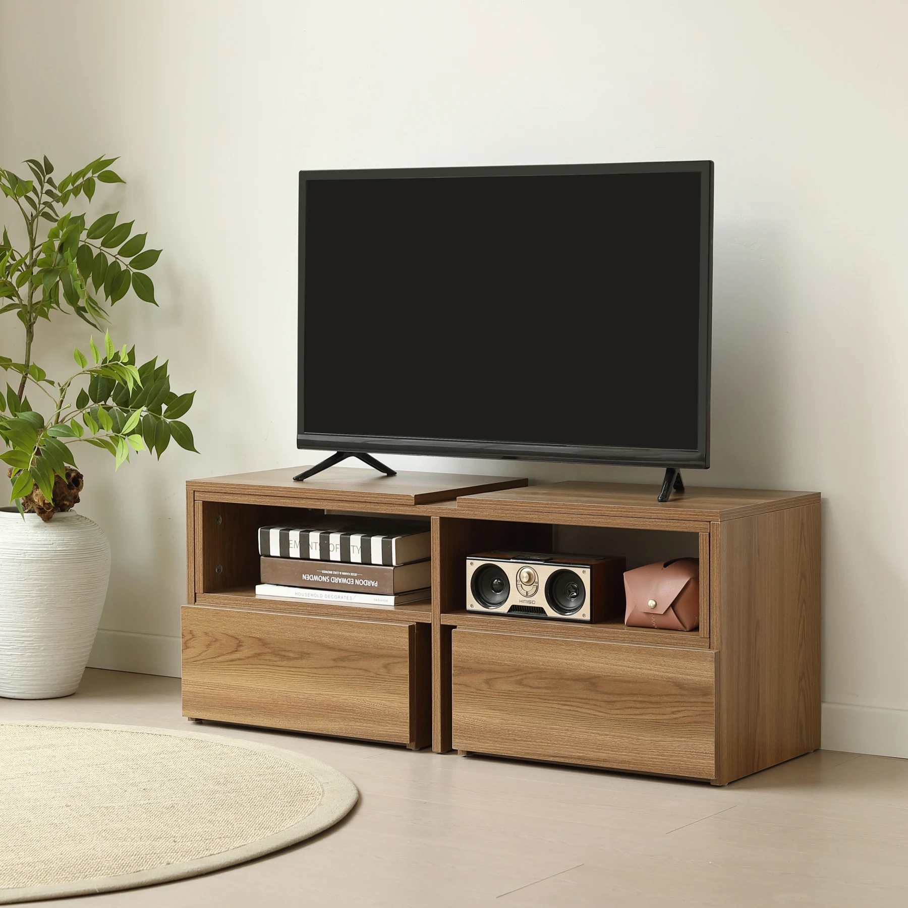 テレビ台 ローボード コーナーテレビ台 伸縮自由 幅93~172cm 高さ38cm 引き出し付き テレビボード テレビラック リビングボード おしゃれ 北欧 L字収納 TV台L字 TVボード コーナー収納ロータイプ 棚 シンプル スリム 大容量