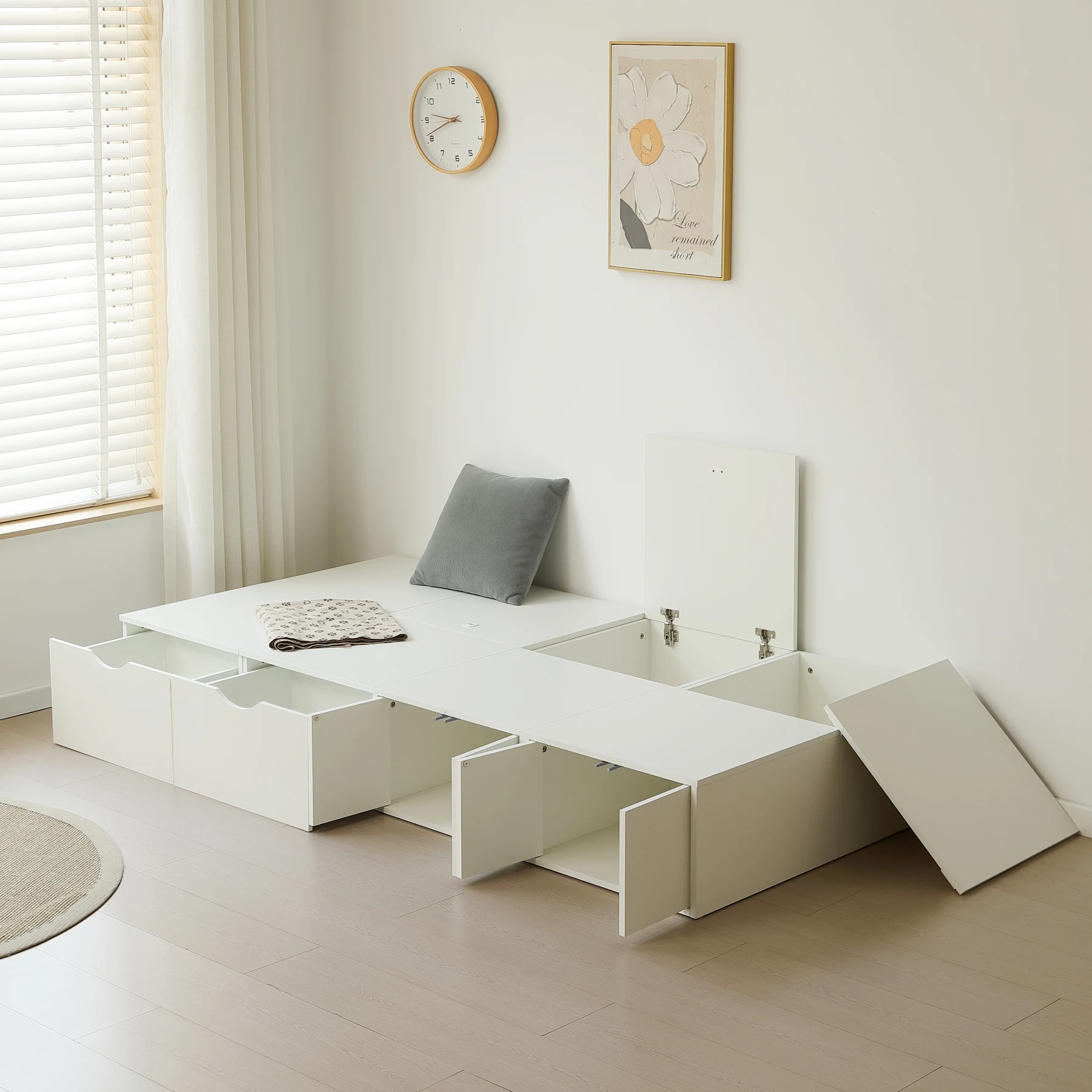 【上開きボックス2個】 収納ベッド ユニット 収納ボックス 畳ベッド 小上がり ユニットベッド 50×50×30cm 組み合わせ自由自在 収納ベンチ 収納箱 ベッド 箱型 ベッドフレーム シングルサイズ ダブルサイズ