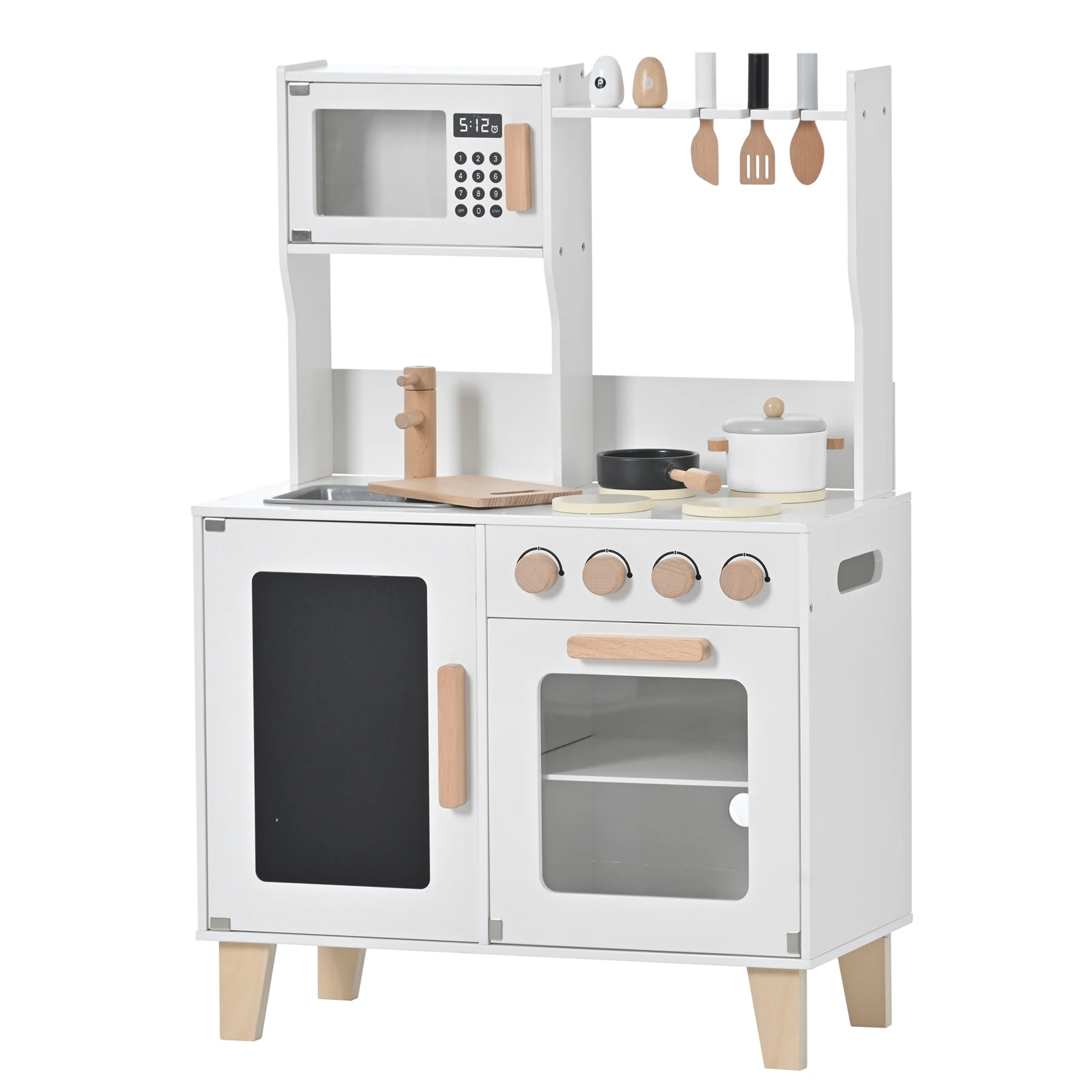 おままごと キッチン 木製 付属品付き ままごとセット 誕生日 台所 知育玩具 子供用 子供 収納 まねっこ コンロミニキッチン おもちゃ キッチン キッズ ベビー プレゼント【ホワイト】