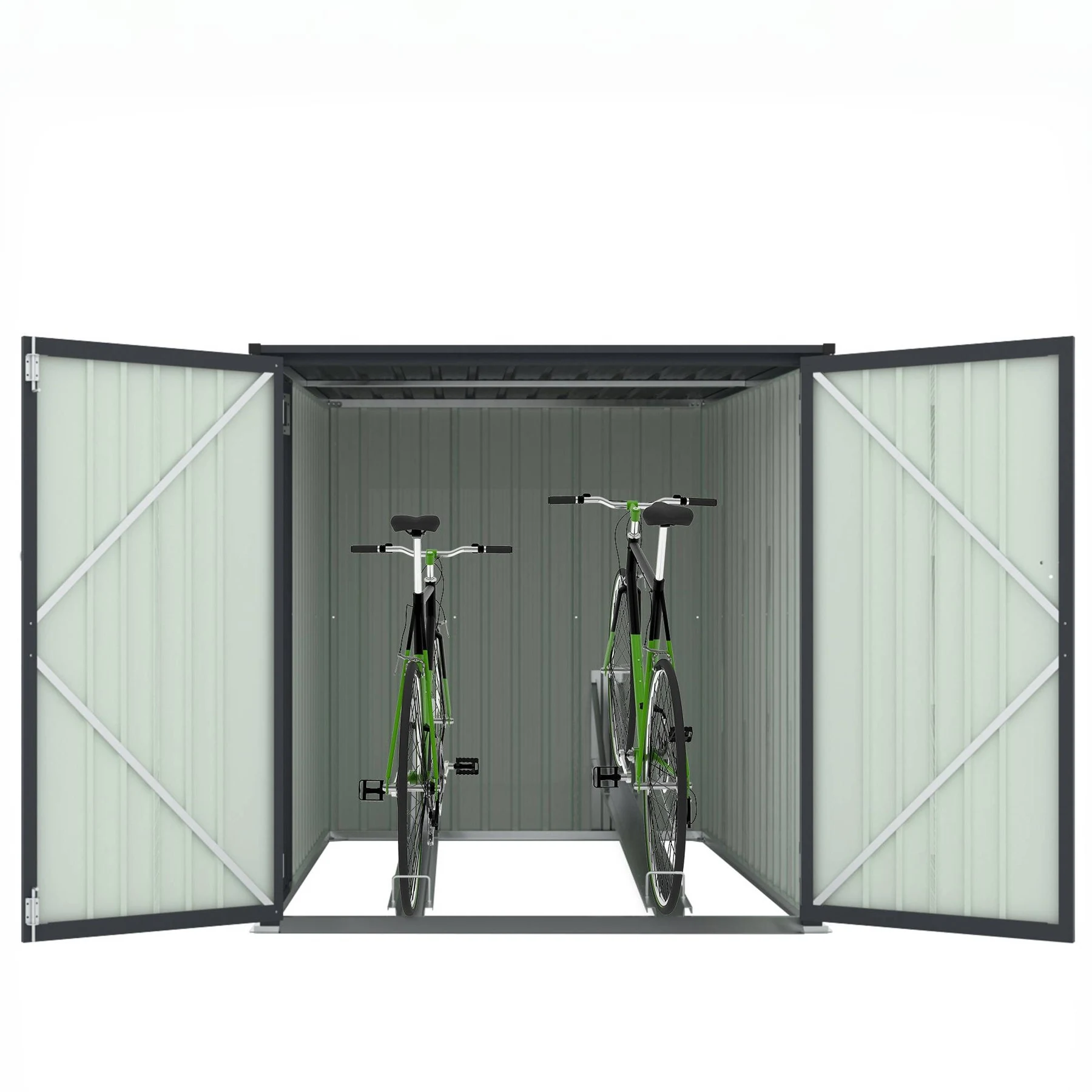 【スタンド搭載】自転車倉庫 2台用 物置 屋外 スチール 施錠可能 戸外収納庫 大型 収納庫 屋外物置 防さび 防水 ドア スチール物置 屋外収納 ガーデニング 庭 新作