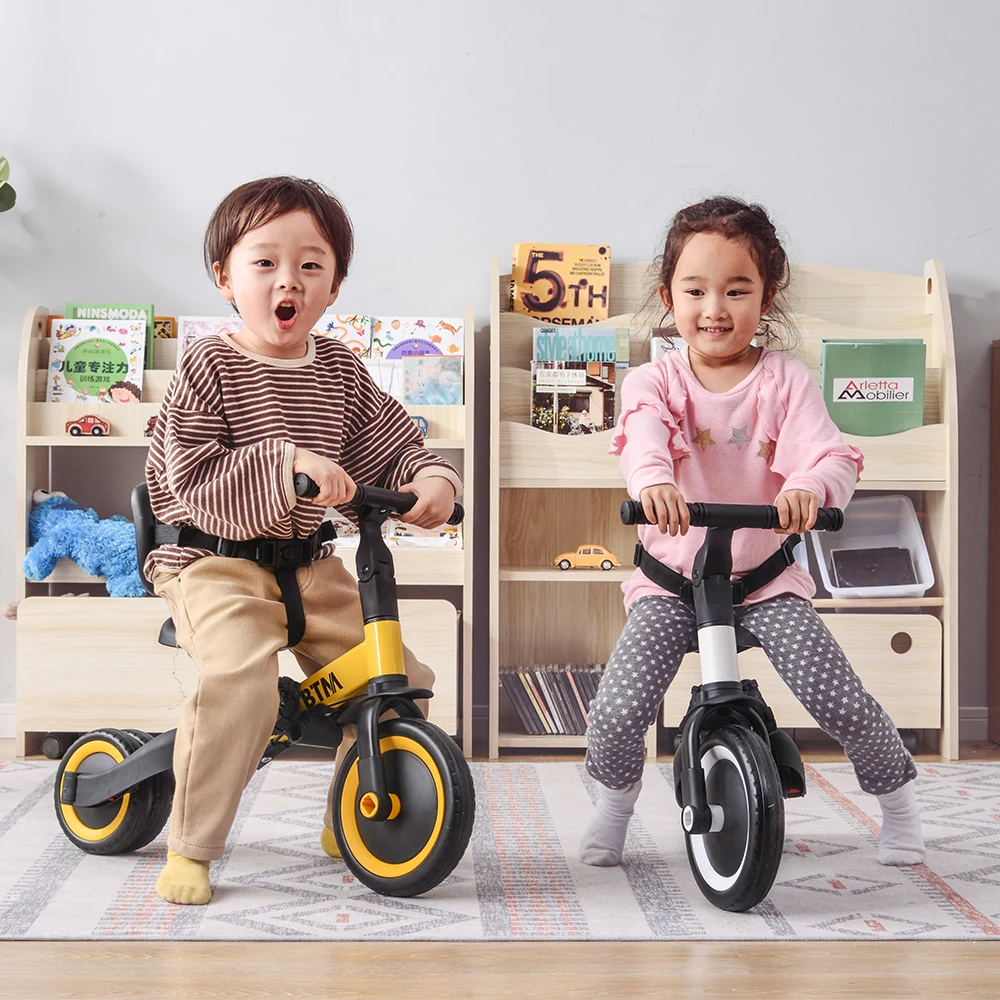 子供用三輪車 ピンク 4in1 三輪車のりもの 押し棒付き 自転車 おもちゃ 乗用玩具