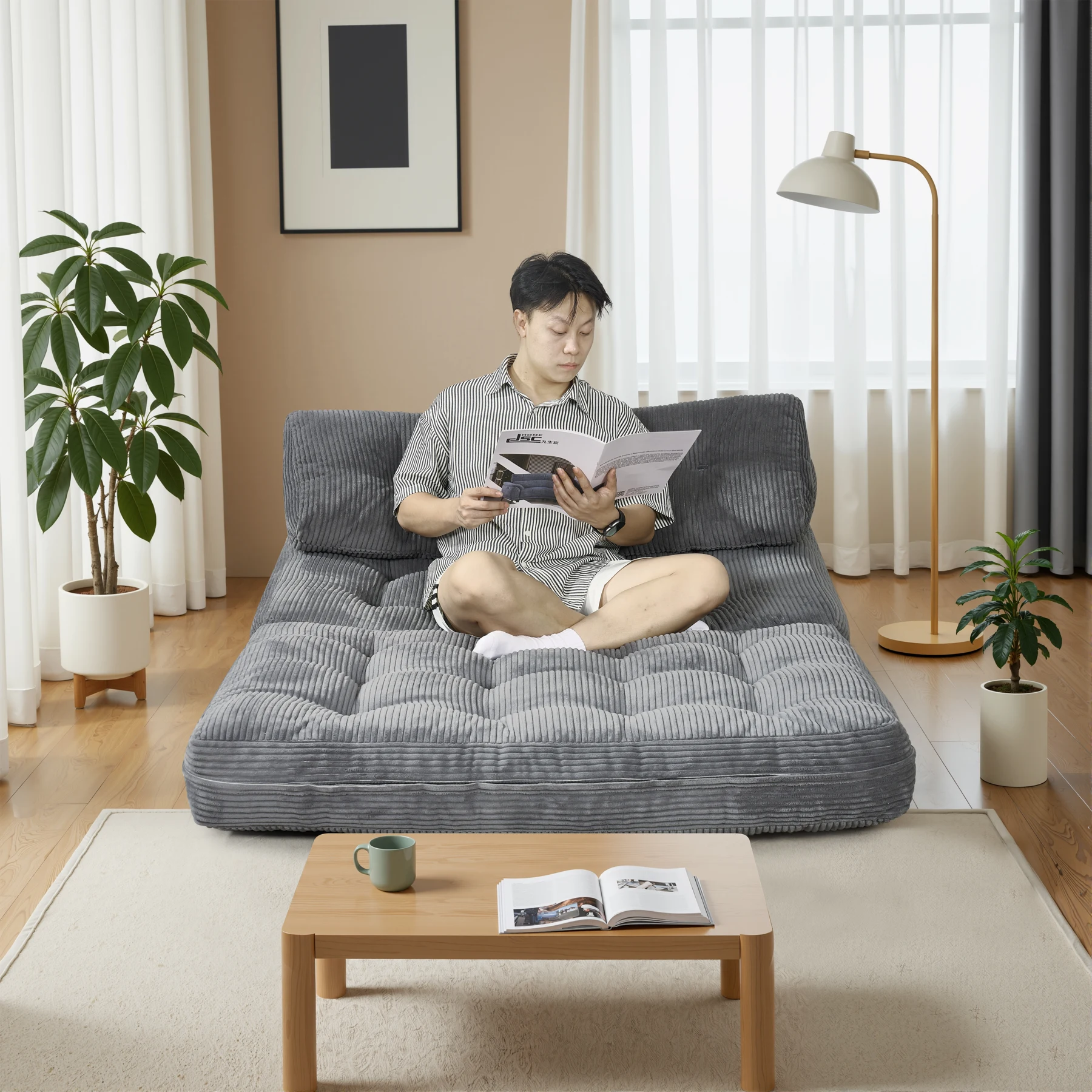 折りたたみ式ソファベッド、枕付き折りたたみ式マットレス付きコンバーチブルスリーパーチェア、ポータブル折りたたみ式チェアベッド、リビングルームや寝室に最適な快適なフロアスofaラウンジ