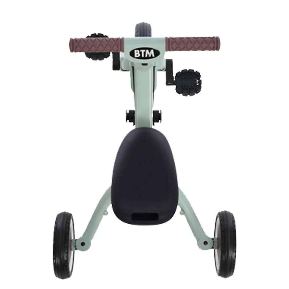 子供用三輪車 4in1 ミント×ブラウン 三輪車のりもの押し棒付き 自転車 おもちゃ 乗用玩具