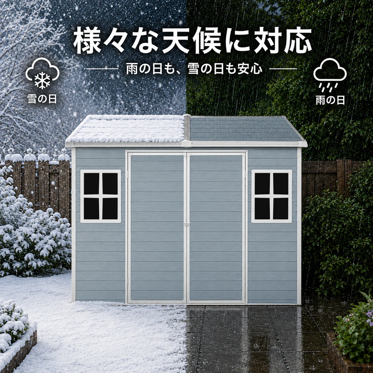 物置 屋外 樹脂製 大型 戸外収納庫 幅244*奥行き190*高218 窓付き 床板付き 頑丈 大容量 サビ防止 防水 ガーデニング 庭