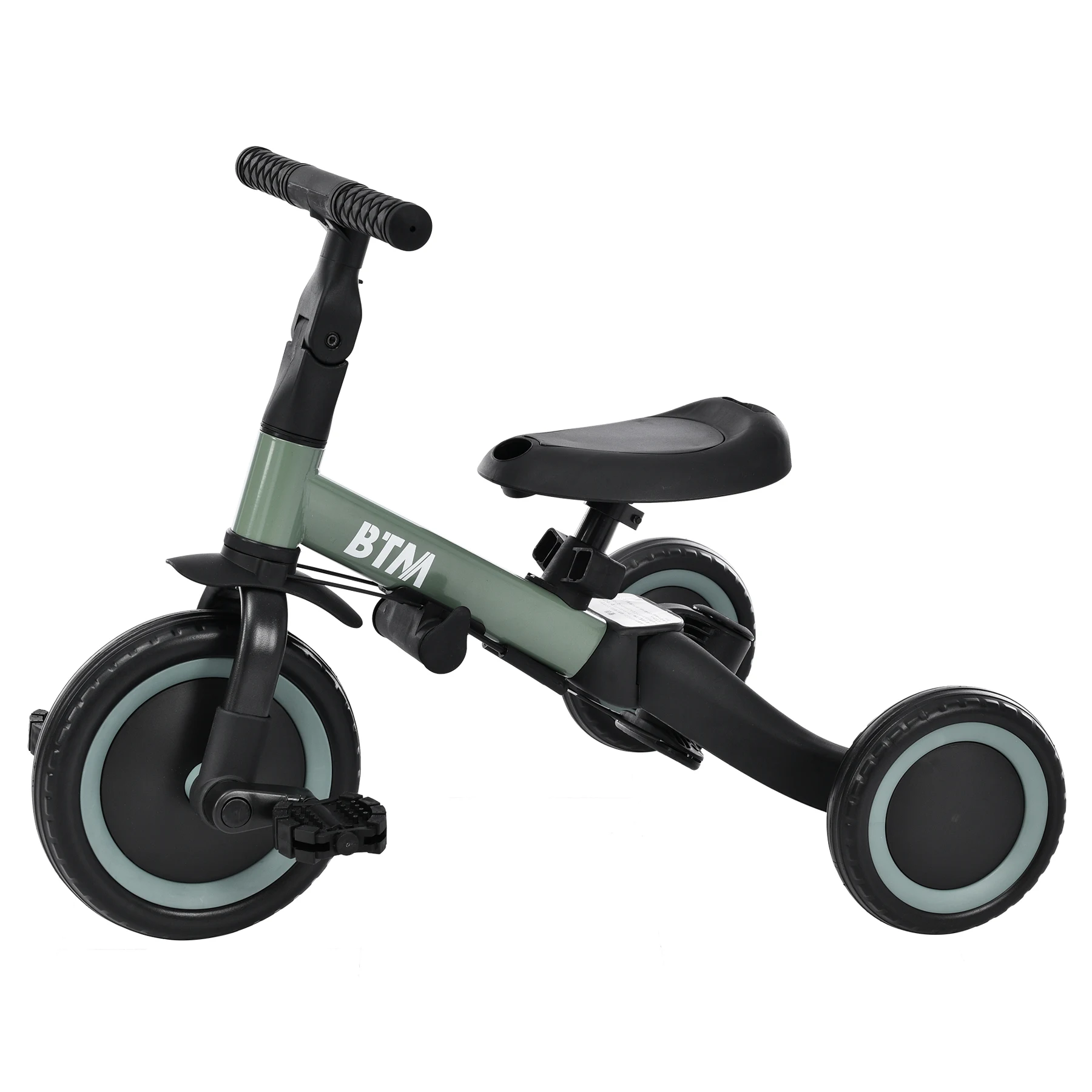 子供用三輪車 5in1(ホワイト) 自転車 オリジナル 押し棒付き 安全バー付き キックボード