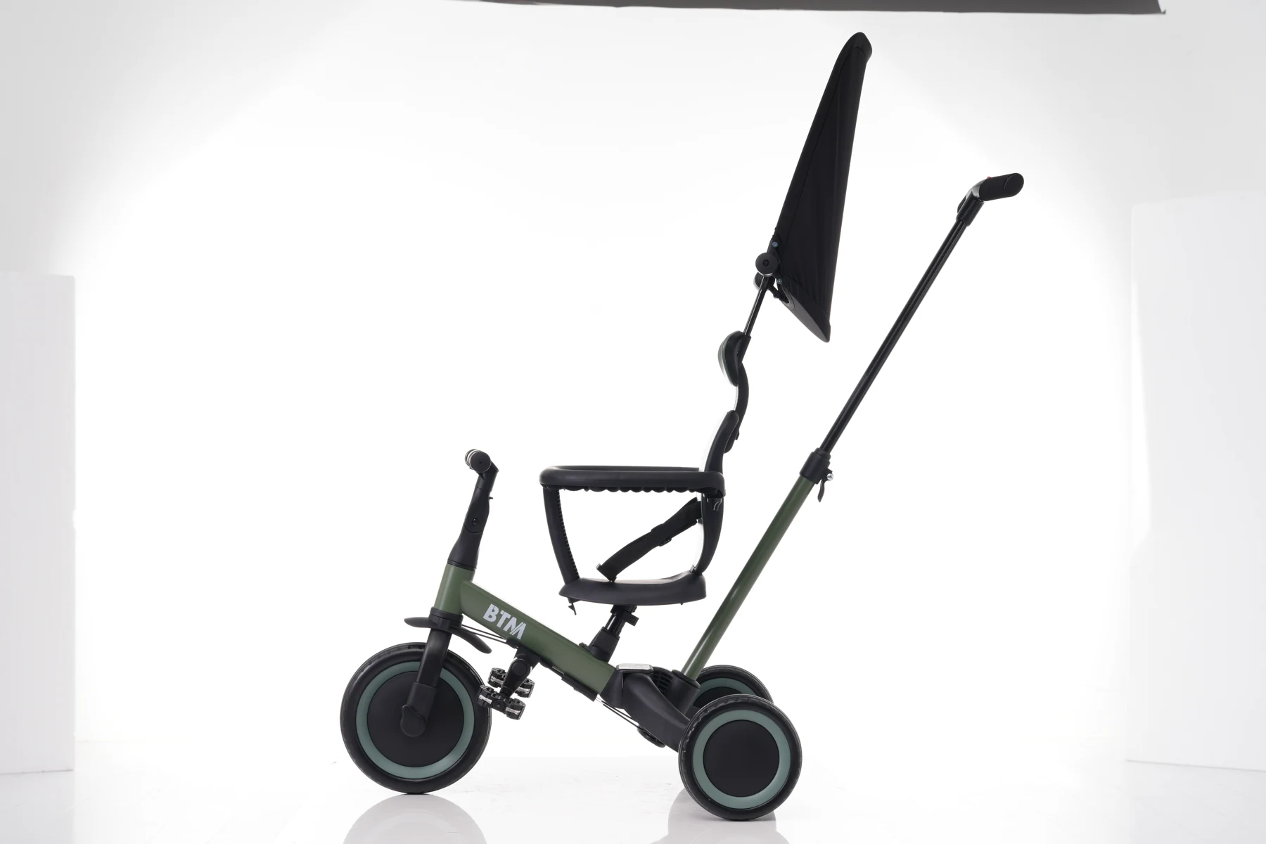 【ブルー】子供用三輪車 5in1 自転車 オリジナル 押し棒付き 安全バー付き サンシェード付き
