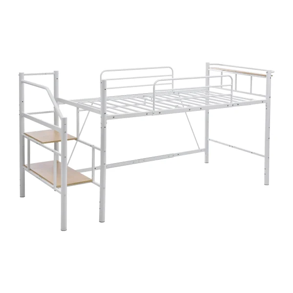 【パイプ床板・Sシングル】ロフトベッド パイプベッド シングル 耐荷重150kg 高さ130cm システムベッド ロータイプ 棚 収納 北欧風 大人 一人暮らし ハンガーポール4本付属 送料無料 スチール 耐震 ベッド 子供部屋