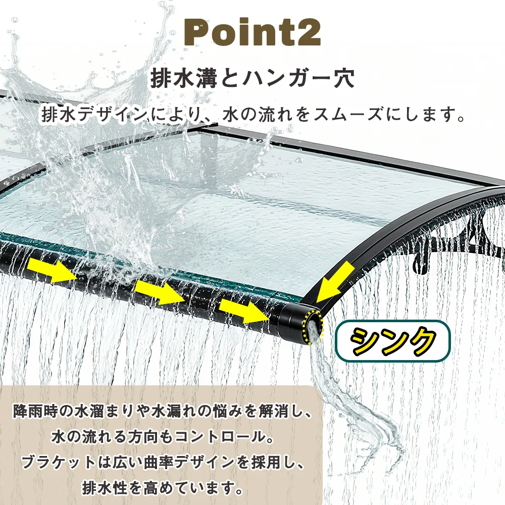 【TYPE A 64*123cm 茶色】雨よけ 屋根庇 雪対策 ひさし 組立が簡単 雨よけ 雪よけ テラス 玄関 梅雨対策 住宅用 パティオ日除け 後付け 雨雪パネルをミュート ブラケット付き キャノピー テラス サンシェッター