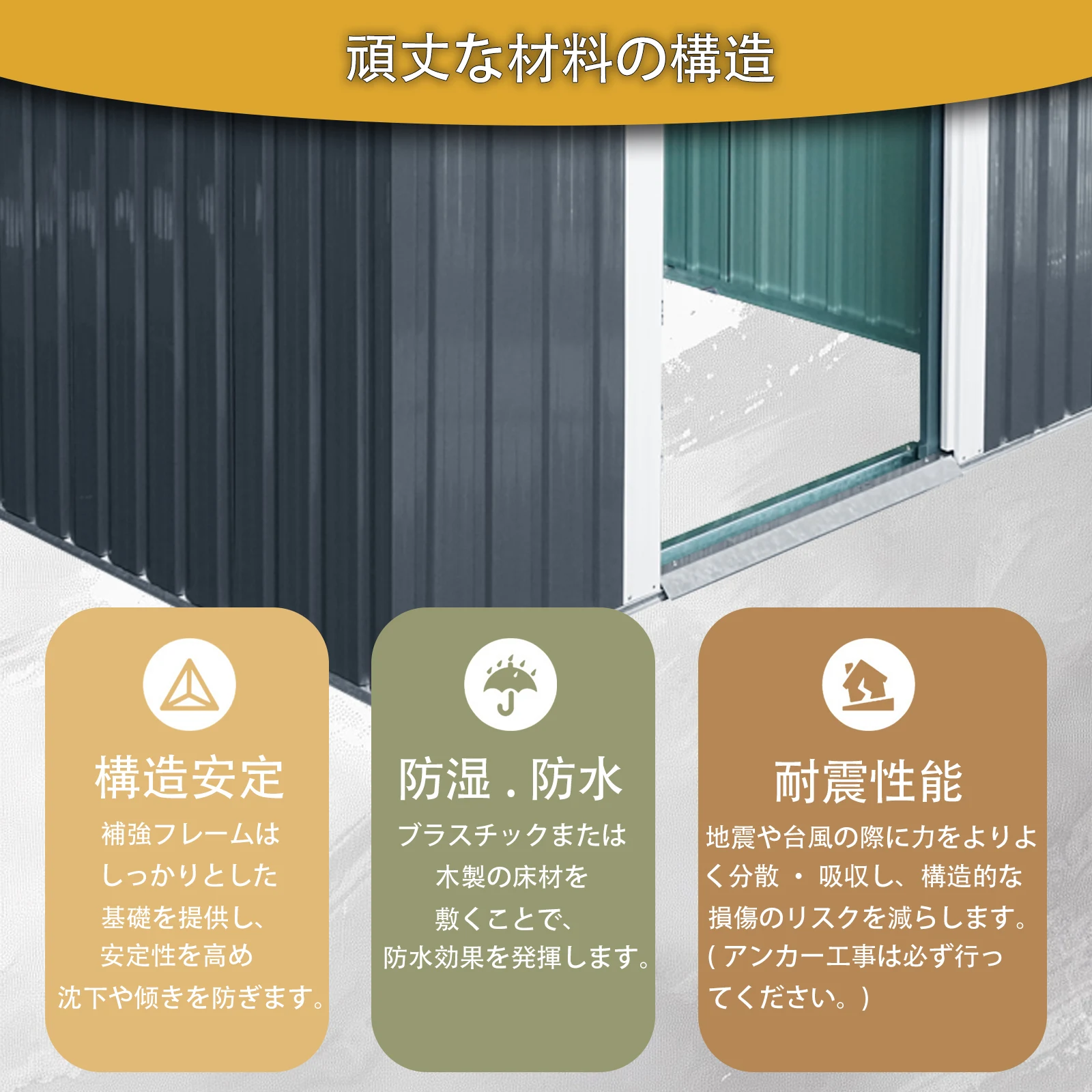 物置 屋外 戸外収納庫 スチール 幅195*奥行き150*高180 引き戸両開きタイプ 換気口付き 防さび ベランダ 防水 ガーデニング 庭